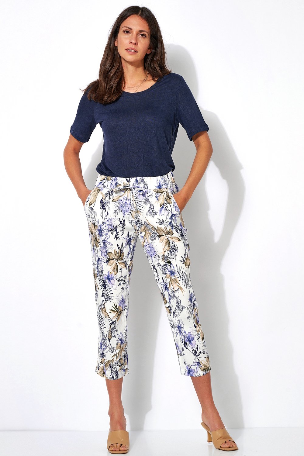 Colourful printed linen pants | Style »Pia« multicolour blue
