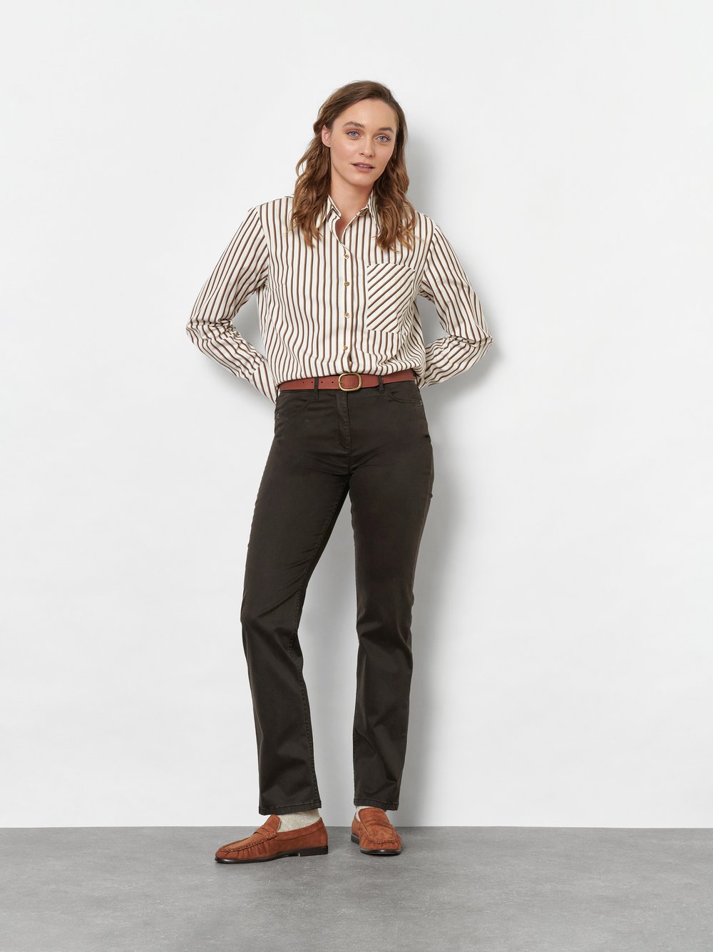 High-Waist Hose aus Baumwollsatin | Style »Be Loved« Dunkelbraun