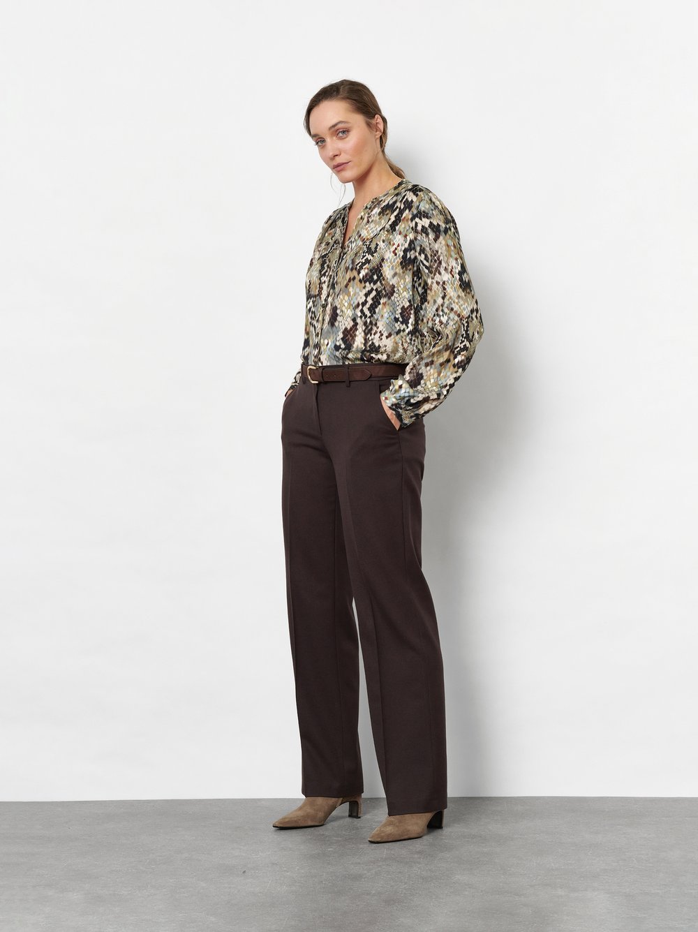 Wide-Leg Hose aus fließendem Gabardine | Style »Jenny Wide« Dunkelbraun