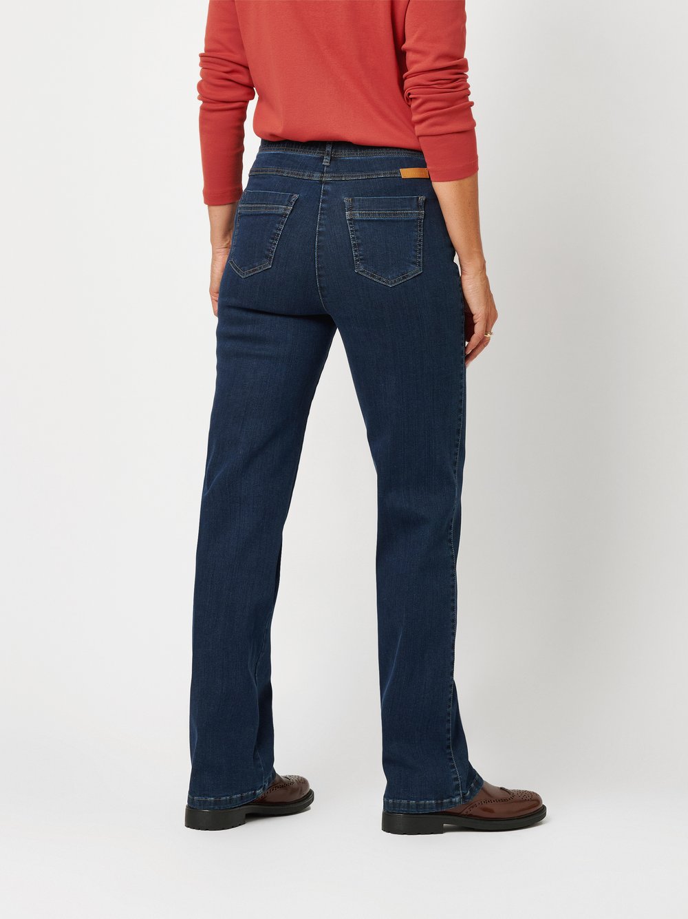 Damenjeans Meine beste Freundin in Dark Blue, straight-Fit Jeans, Rueckansicht am Model getragen