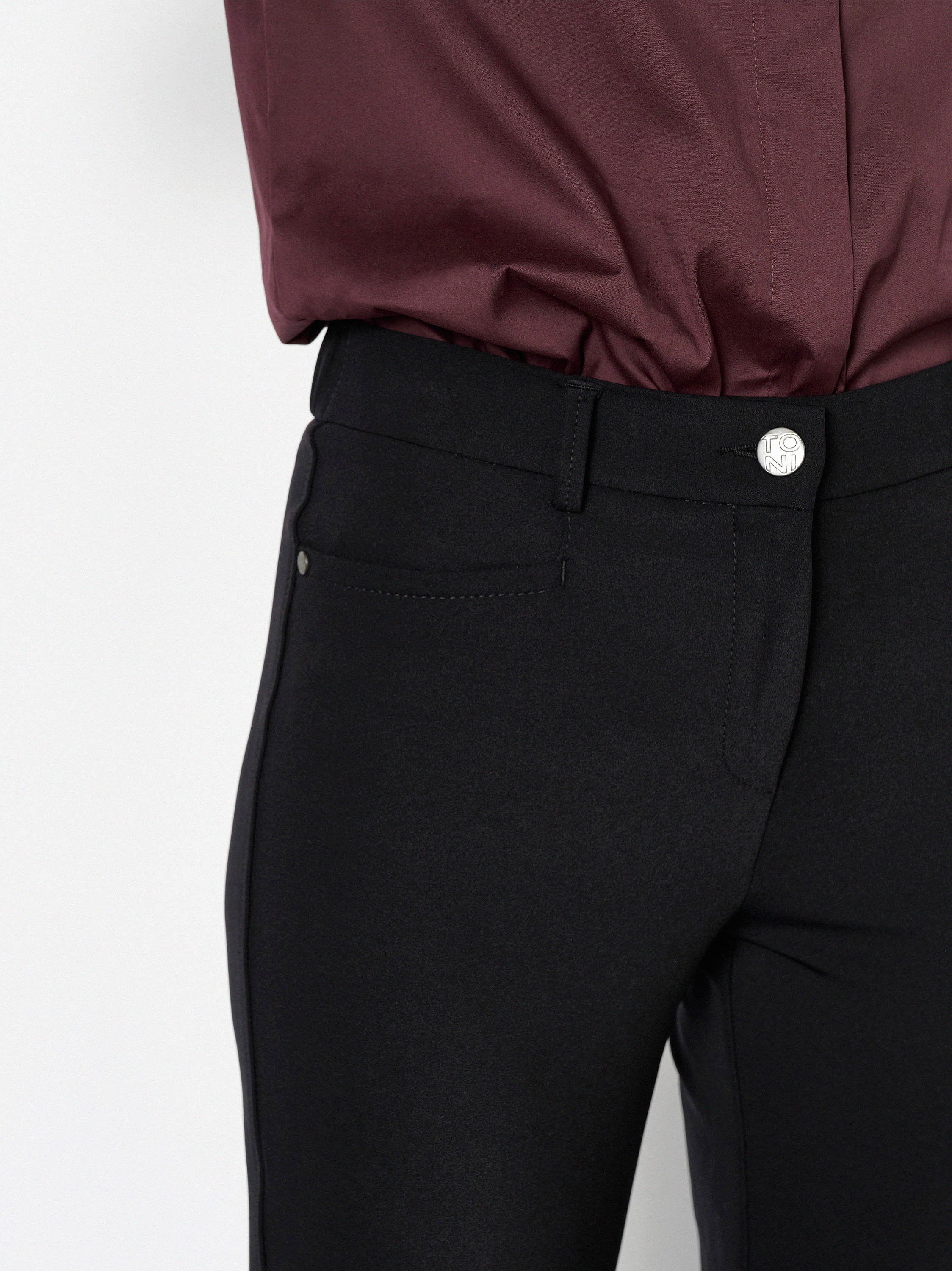 Damenhose Jenny Smart in Schwarz, tailoring-Hose mit Buegelfalten, Detailansicht