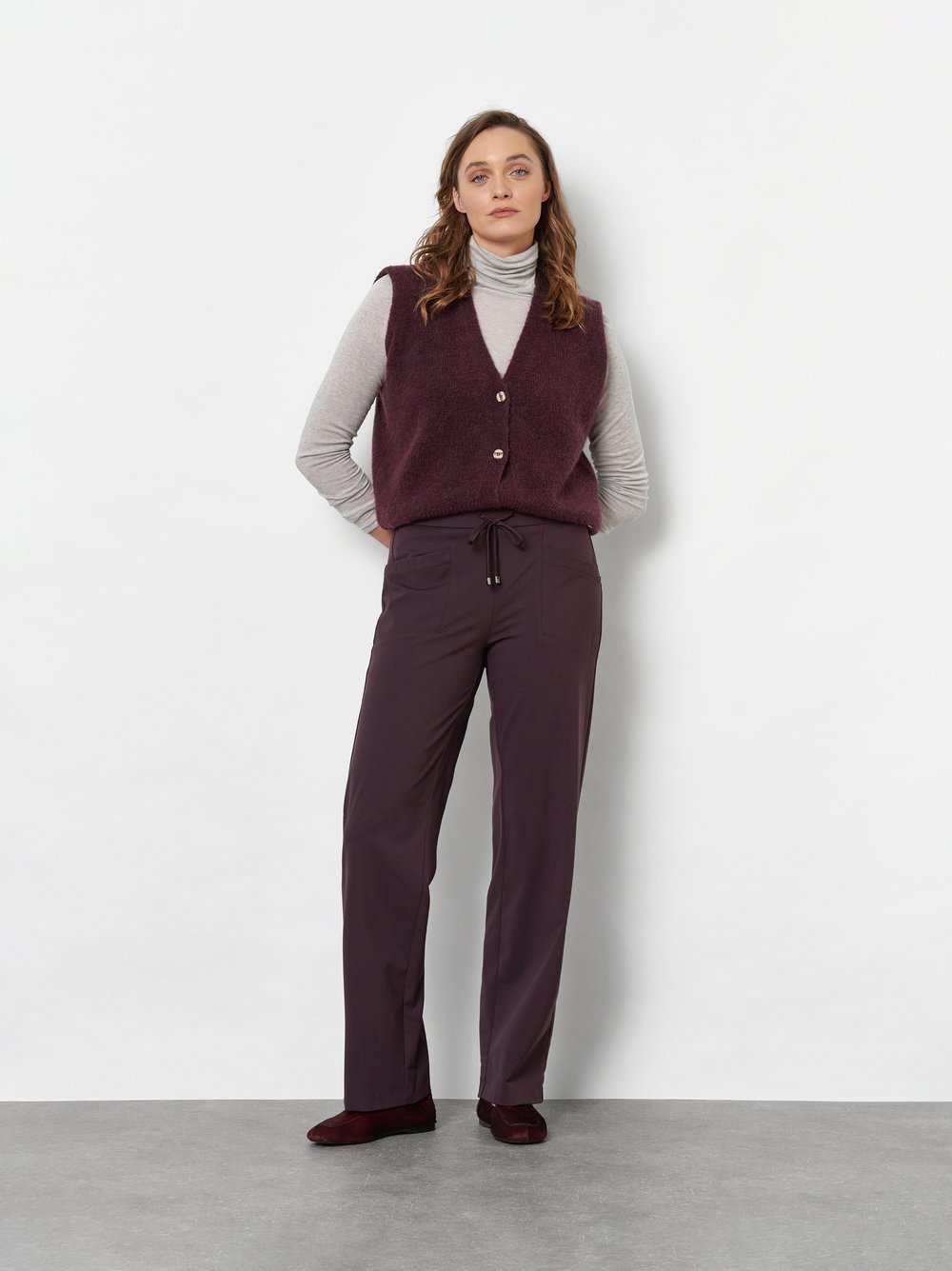 Wide-Leg Hose mit Tunnelzug | Style »Sue Wide« Bordeaux
