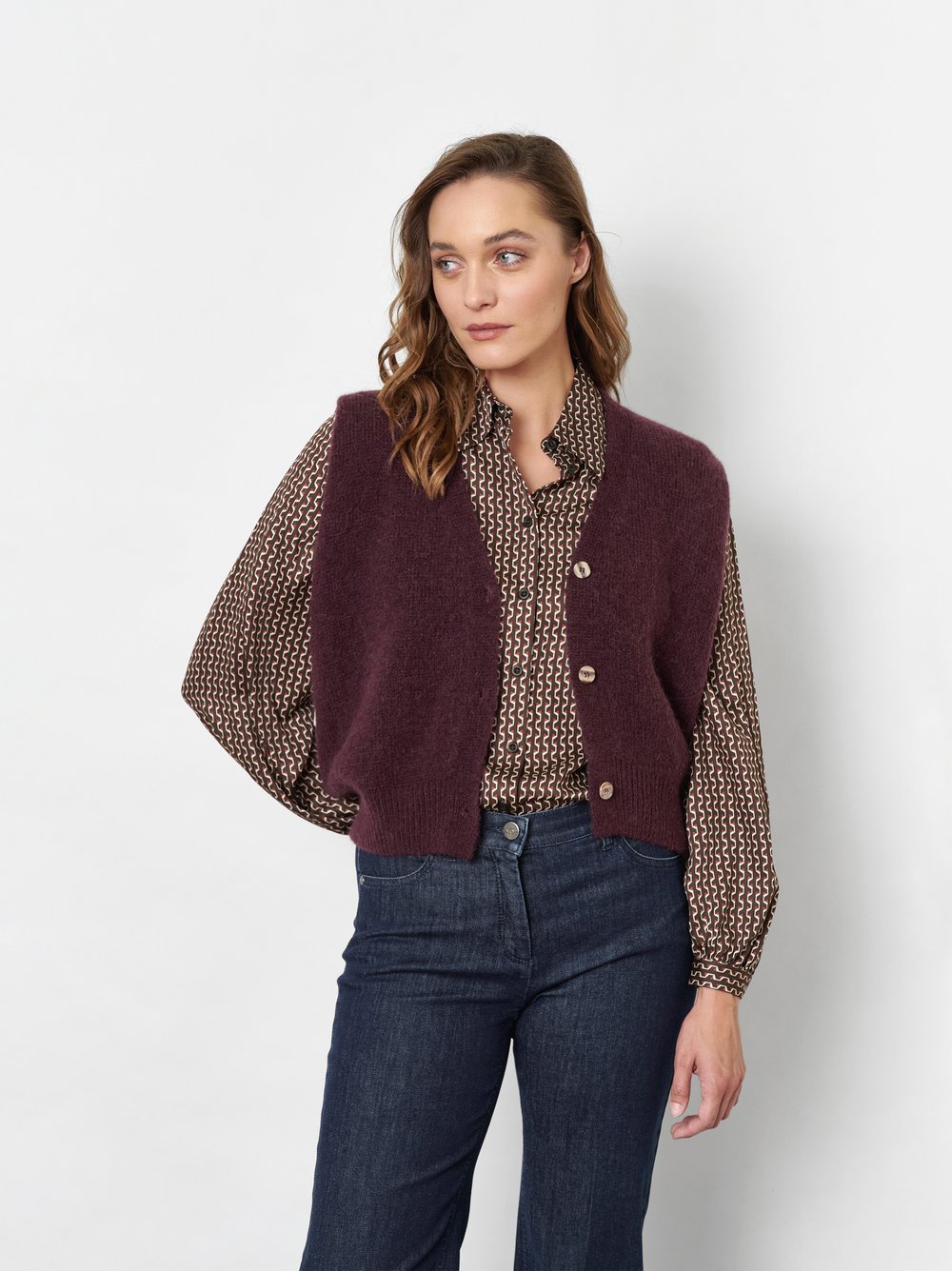 Strickweste im Boxy-Cut | Style »Ilona« Bordeaux