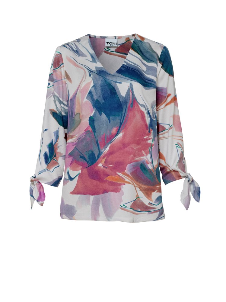 Damenbluse Anna in multicolour, Schlupfbluse mit kunstvollem Druck, freigestellte Produktansicht