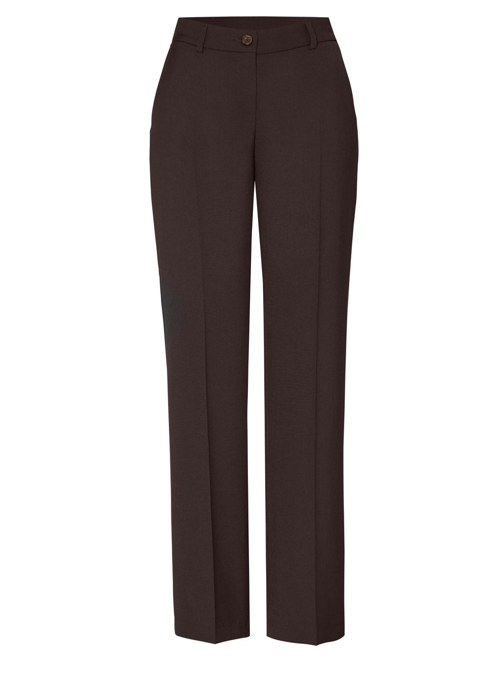 Damenhose Jenny Wide in Dunkelbraun, wide-Leg Hose aus fliessendem Gabardine, freigestellte Produktansicht