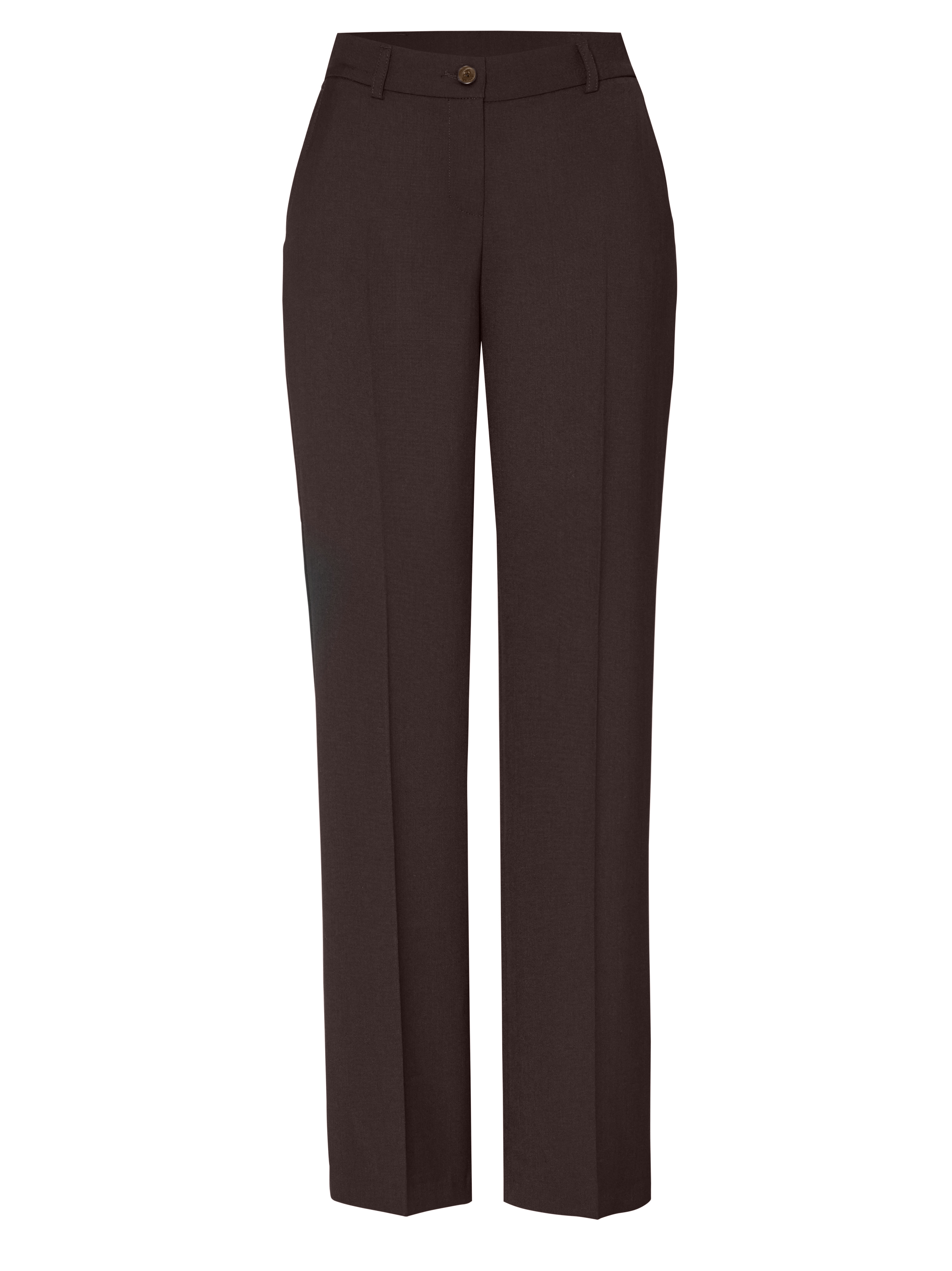 Damenhose Jenny Wide in Dunkelbraun, wide-Leg Hose aus fliessendem Gabardine, freigestellte Produktansicht