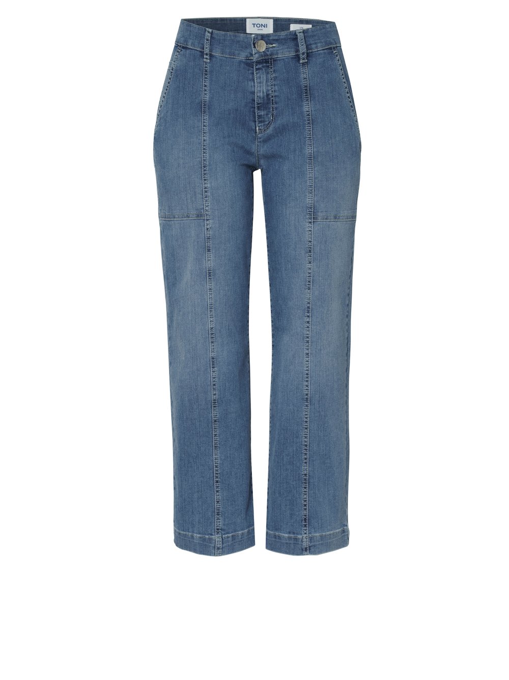 Damenjeans Liv 7/8 in blue, 7/8-Jeans mit markanten Teilungsnaehten, freigestellte Produktansicht