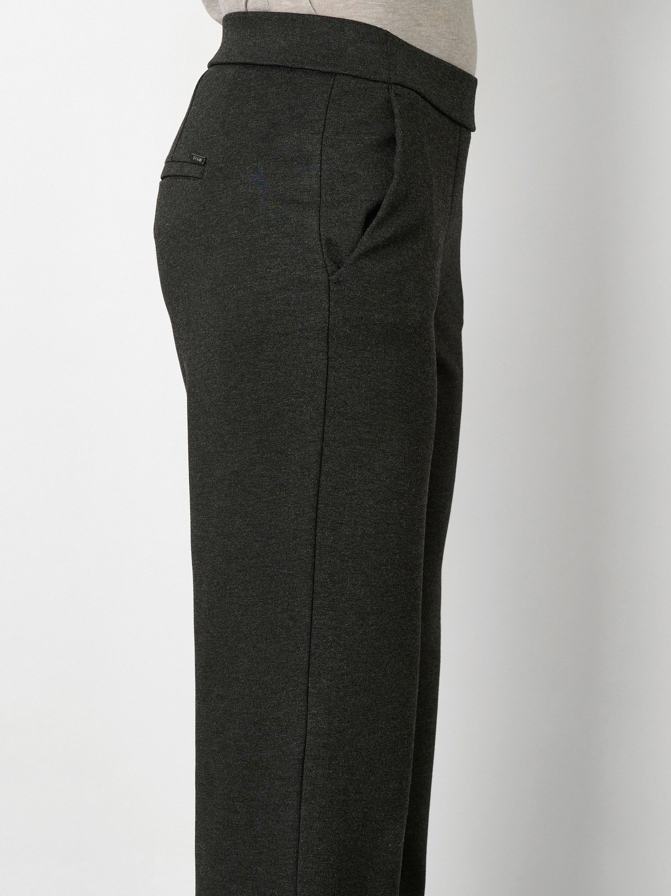 Womens trousers Jenny Wide in Anthracite, wide-leg jersey trousers, detail view