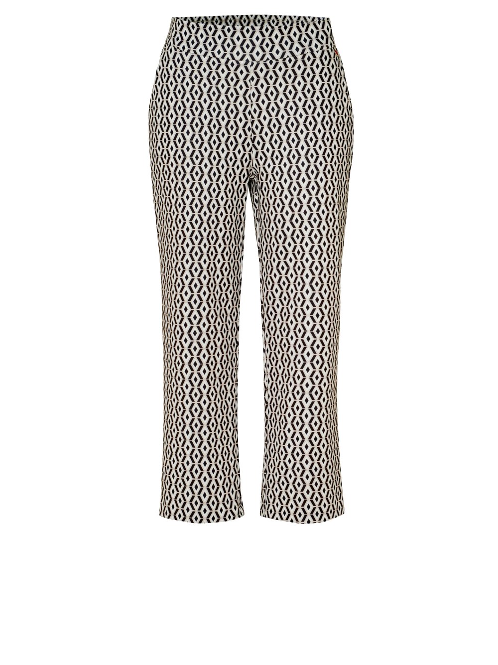 Damenhose Scarlet 3/4 in offwhite / black, Weite 3/4-Hose mit grafischem Muster, freigestellte Produktansicht