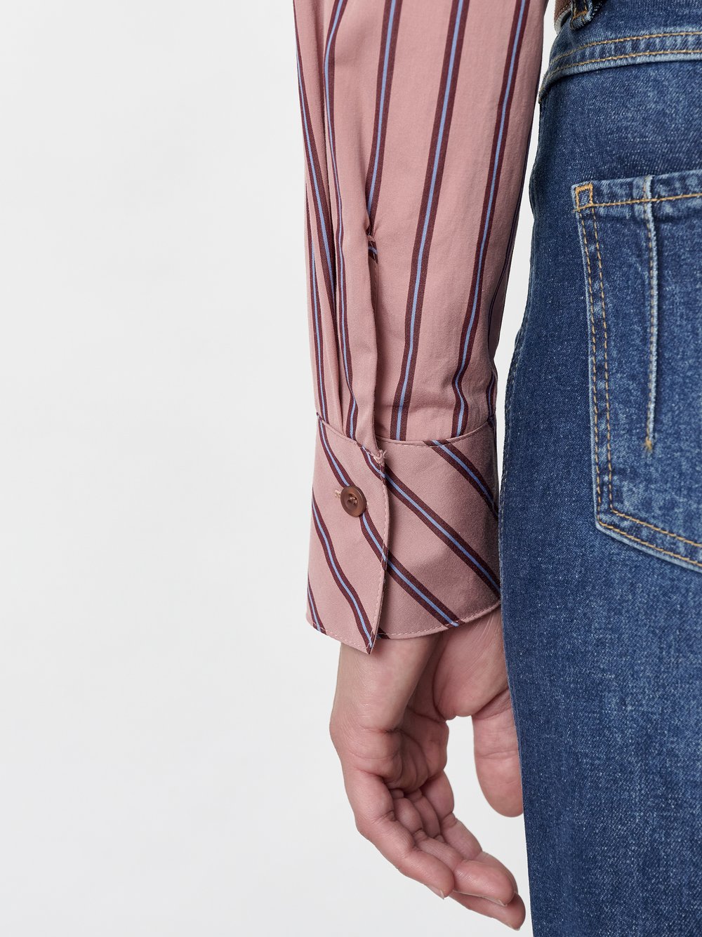 Gestreiftes Hemd aus Baumwolle | Style »Clyde« Rosé/Blau