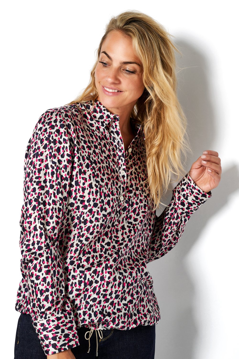 Blouse with animal print | Style »Bianca« pink/beige