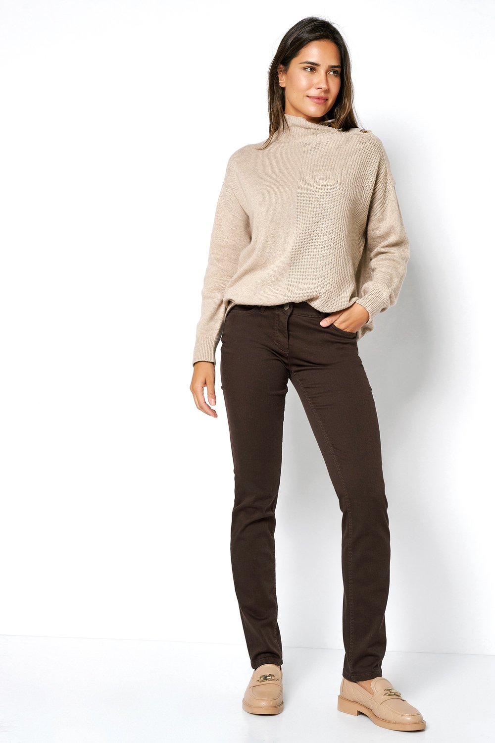 Jeans aus Colour Denim | Style »Perfect Shape« dark brown