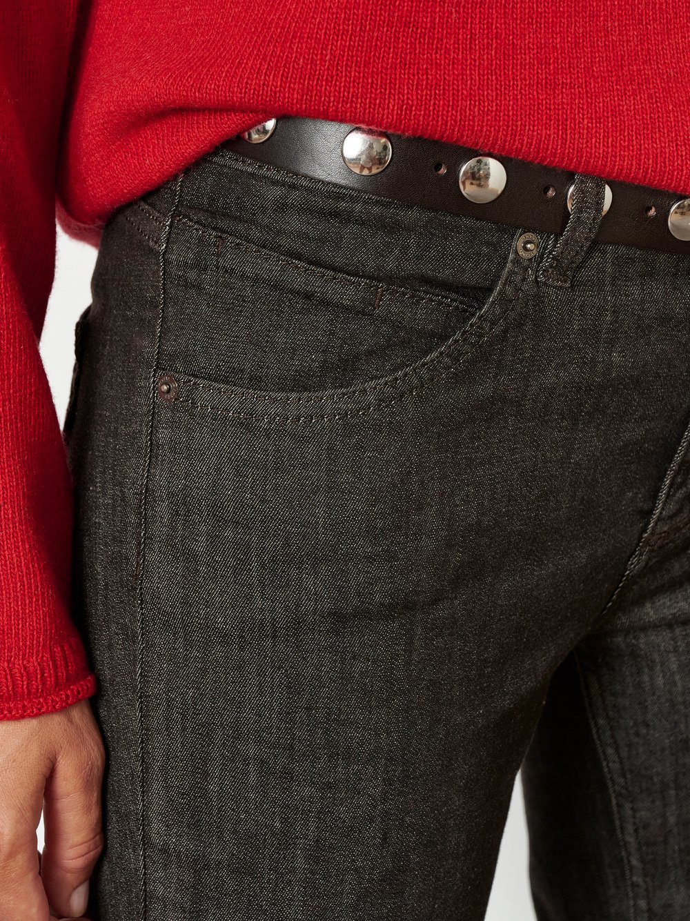 Damenjeans Liv in Dunkelbraun, straight-Fit Jeans aus Colour Denim, zweite Detailansicht