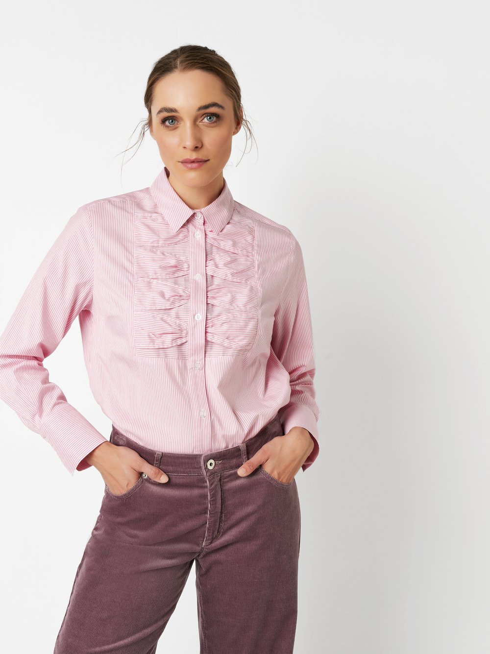 Gestreifte Hemdbluse mit Schleifendetails | Style »Alma« rose