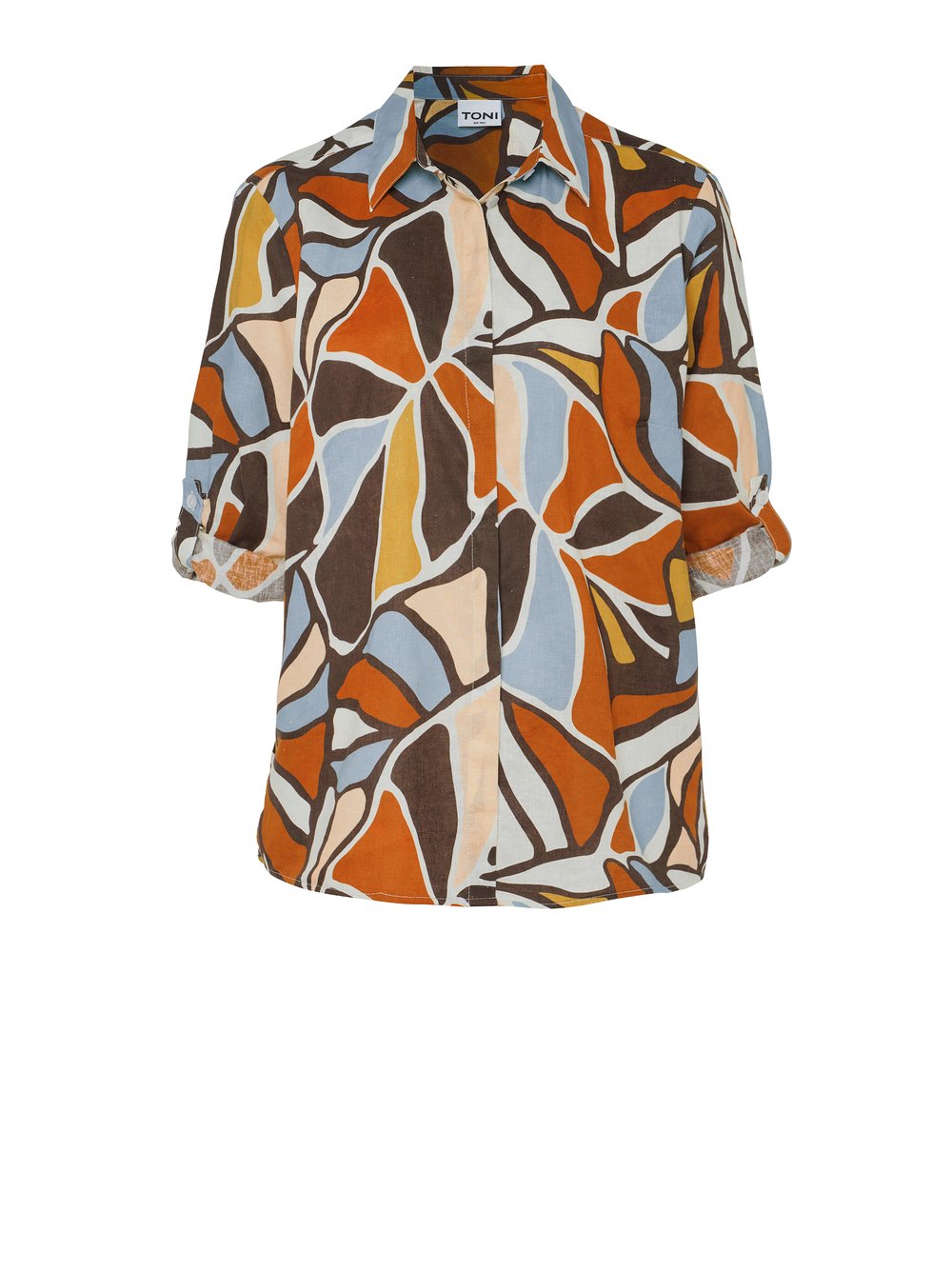 Womens blouse Clay in multicolour, relaxed linen shirt with an art-inspired floral pr, product view