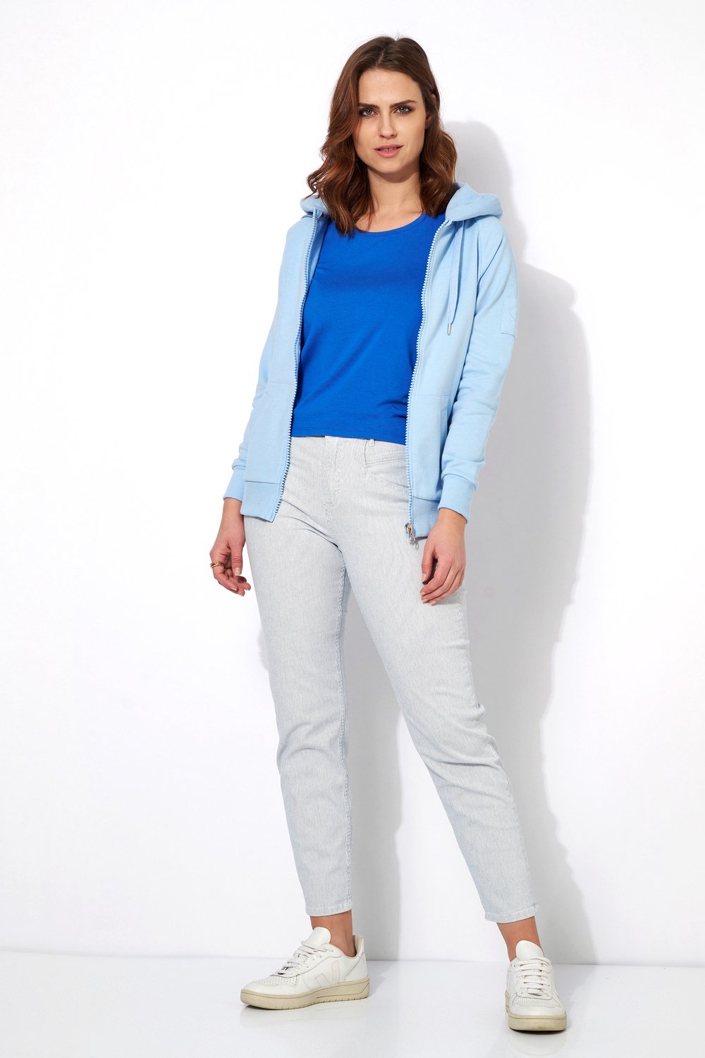 Lässige, gestreifte Jeans | Style »Happy« white/blue