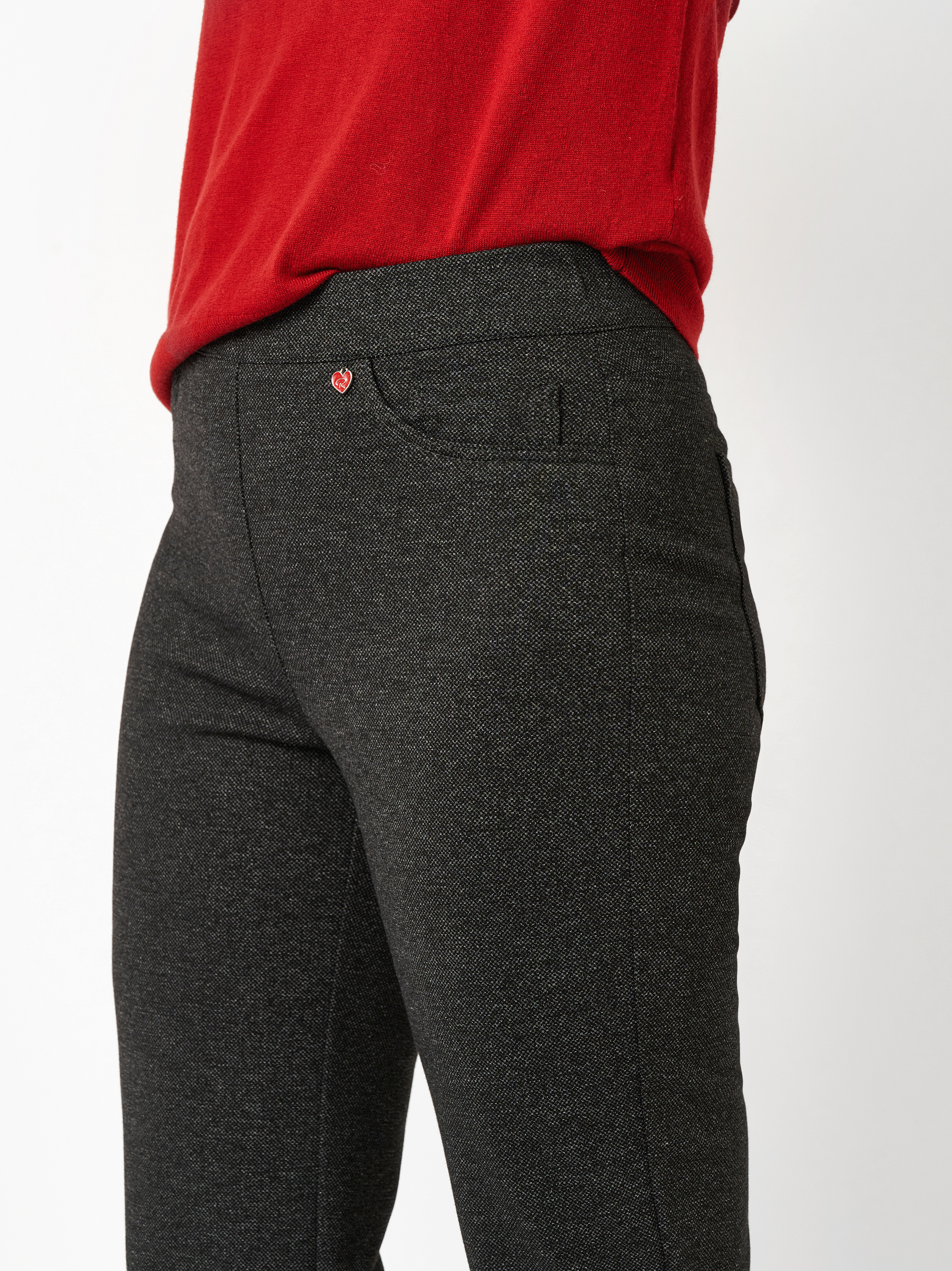 Damenhose Alice in Anthrazit, Schlupfhose in Tweed-Optik, Detailansicht