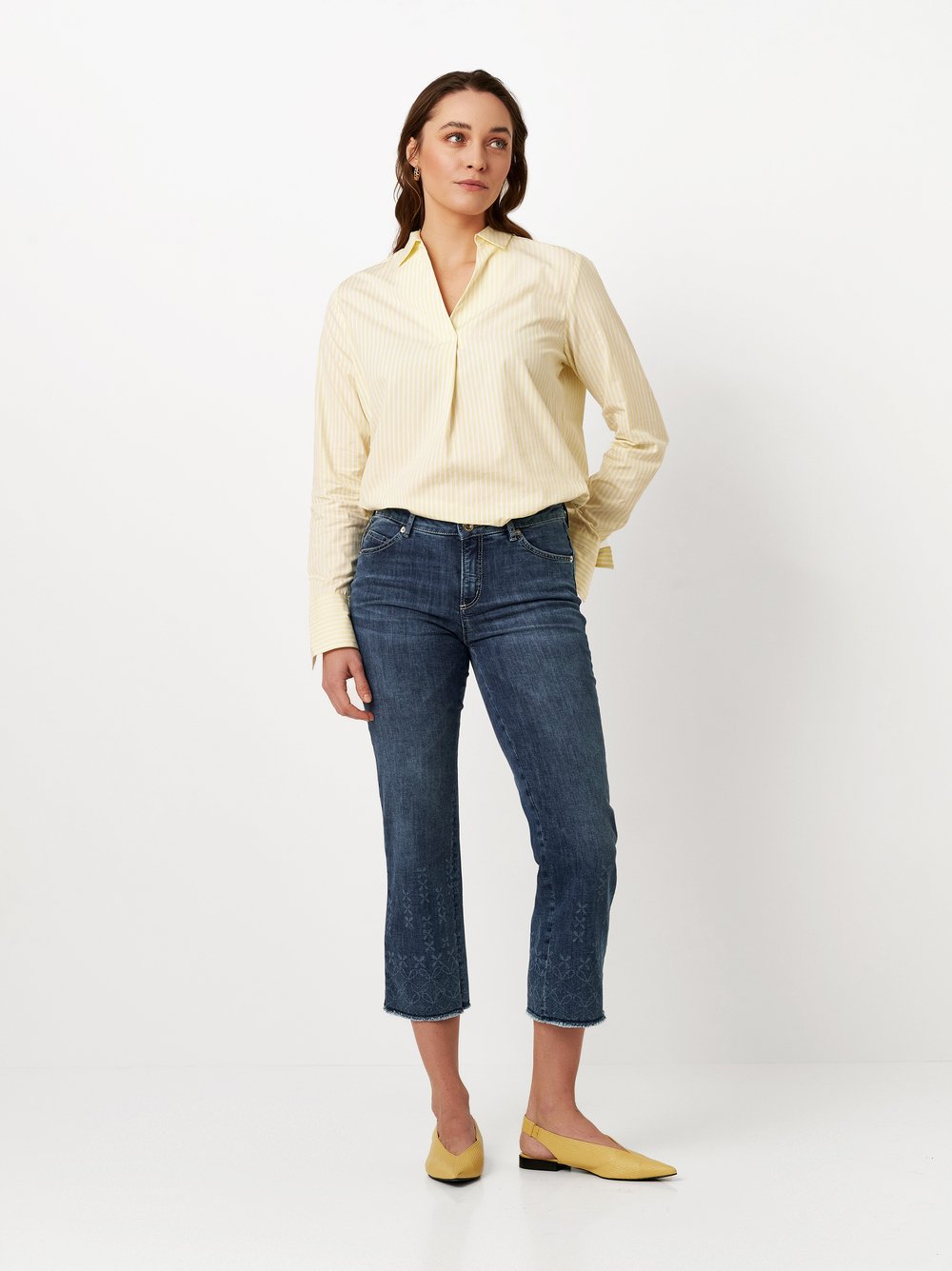 3/4-Jeans mit dezentem Muster | Style »Ella« mid blue