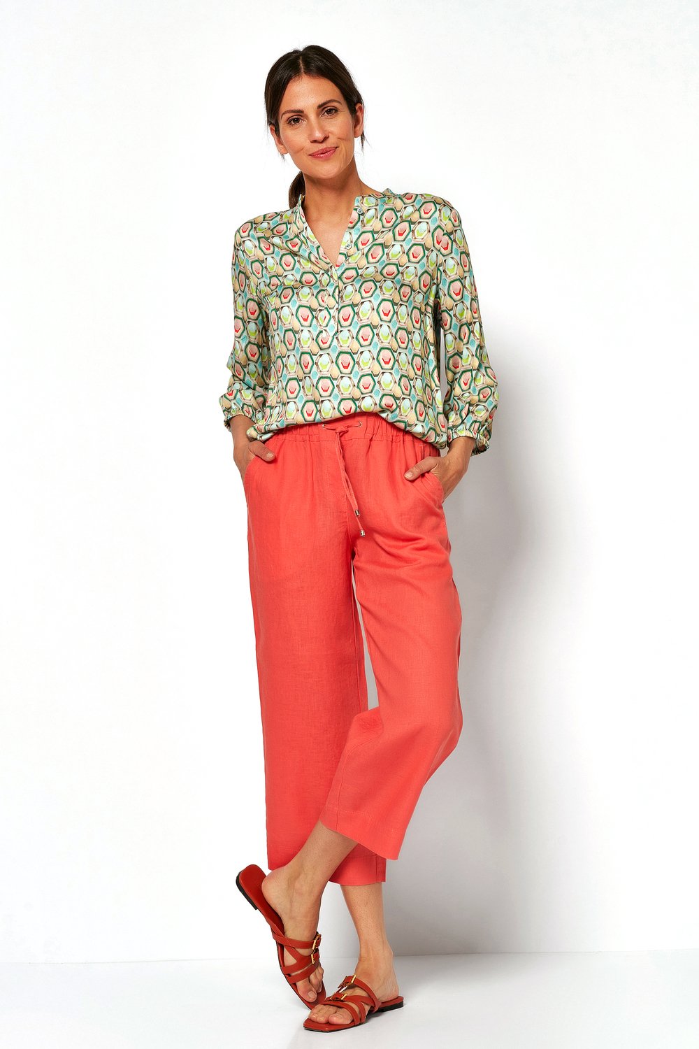 Leger 3/4 linen trousers | Style »Pia« lobster
