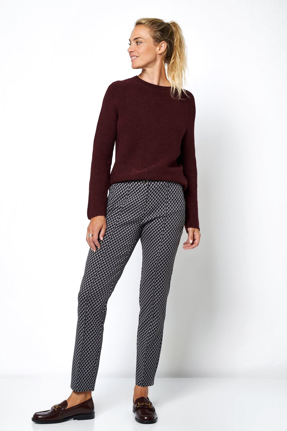 Patterned business trousers | Style »Alessa« grey/black