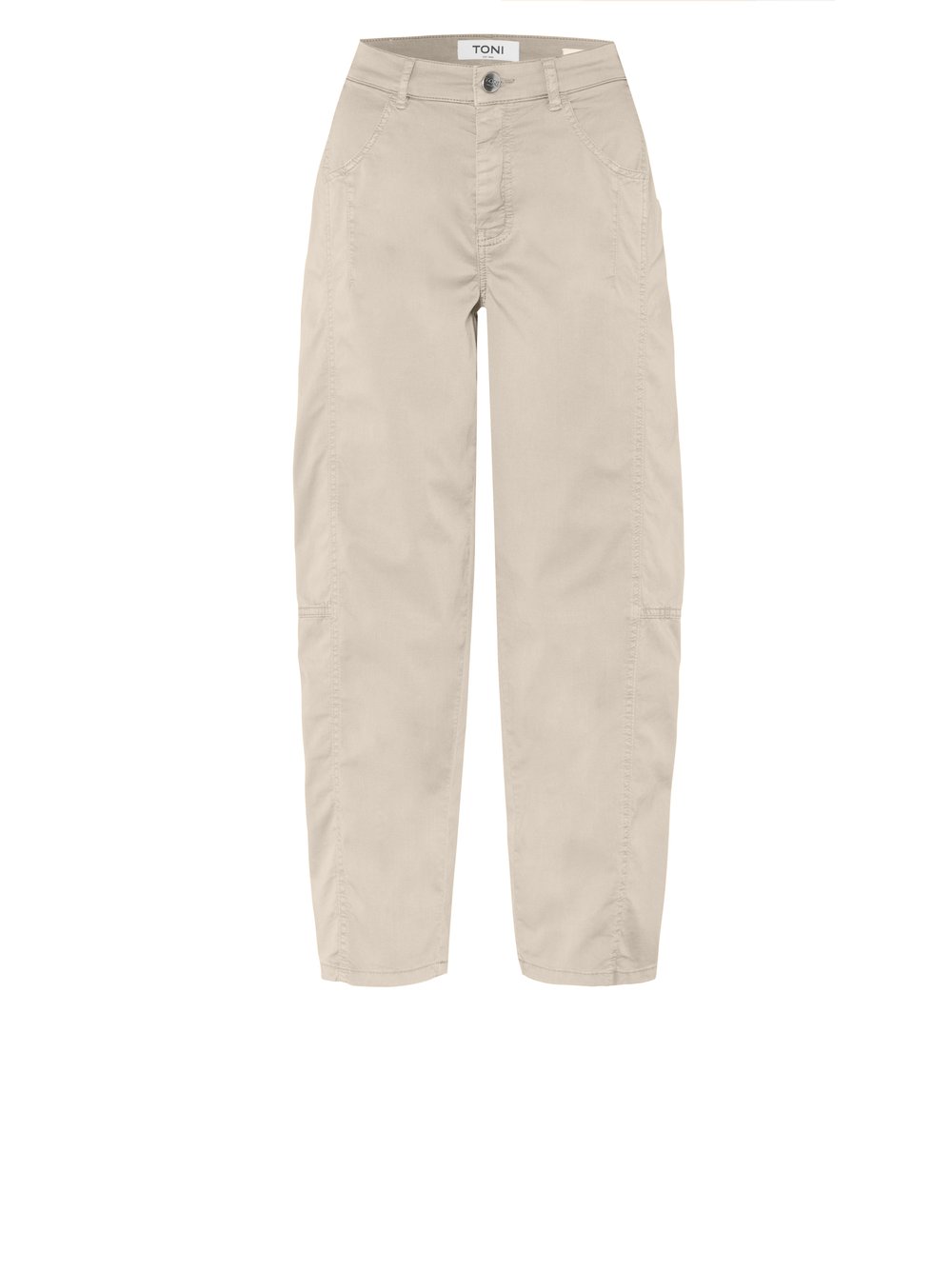 Damenhose Liv Barrel in stone, barrel-Fit Hose mit doppelter Seitennaht, freigestellte Produktansicht