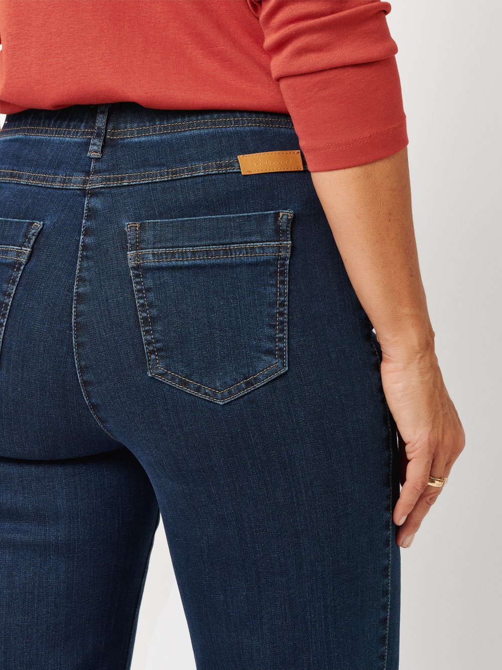 Damenjeans Meine beste Freundin in Dark Blue, straight-Fit Jeans, Detailansicht