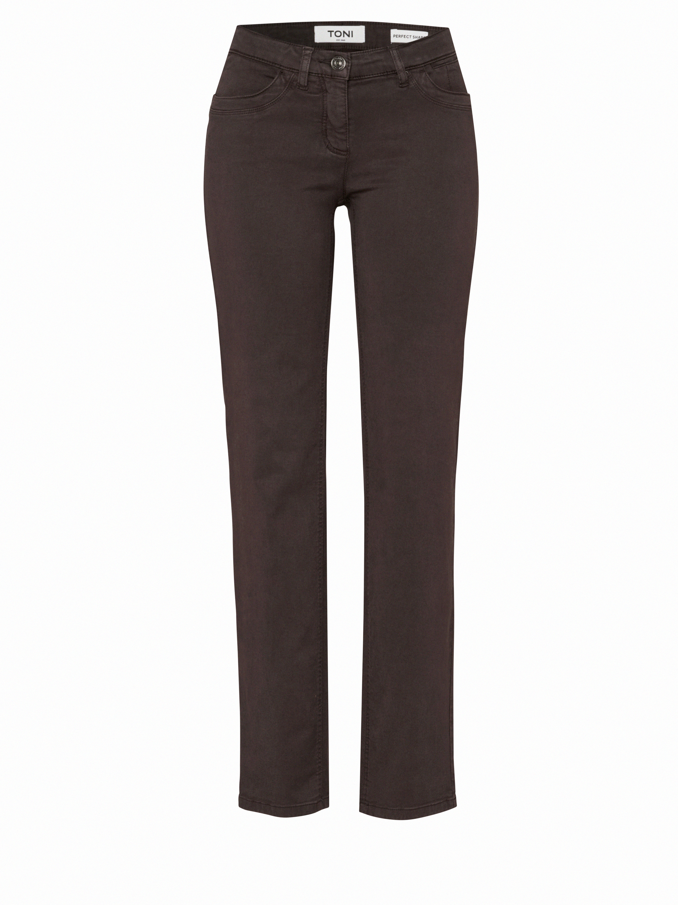 Damenhose Perfect Shape in Dunkelbraun, Softe Twillhose mit perfekter Passform, freigestellte Produktansicht