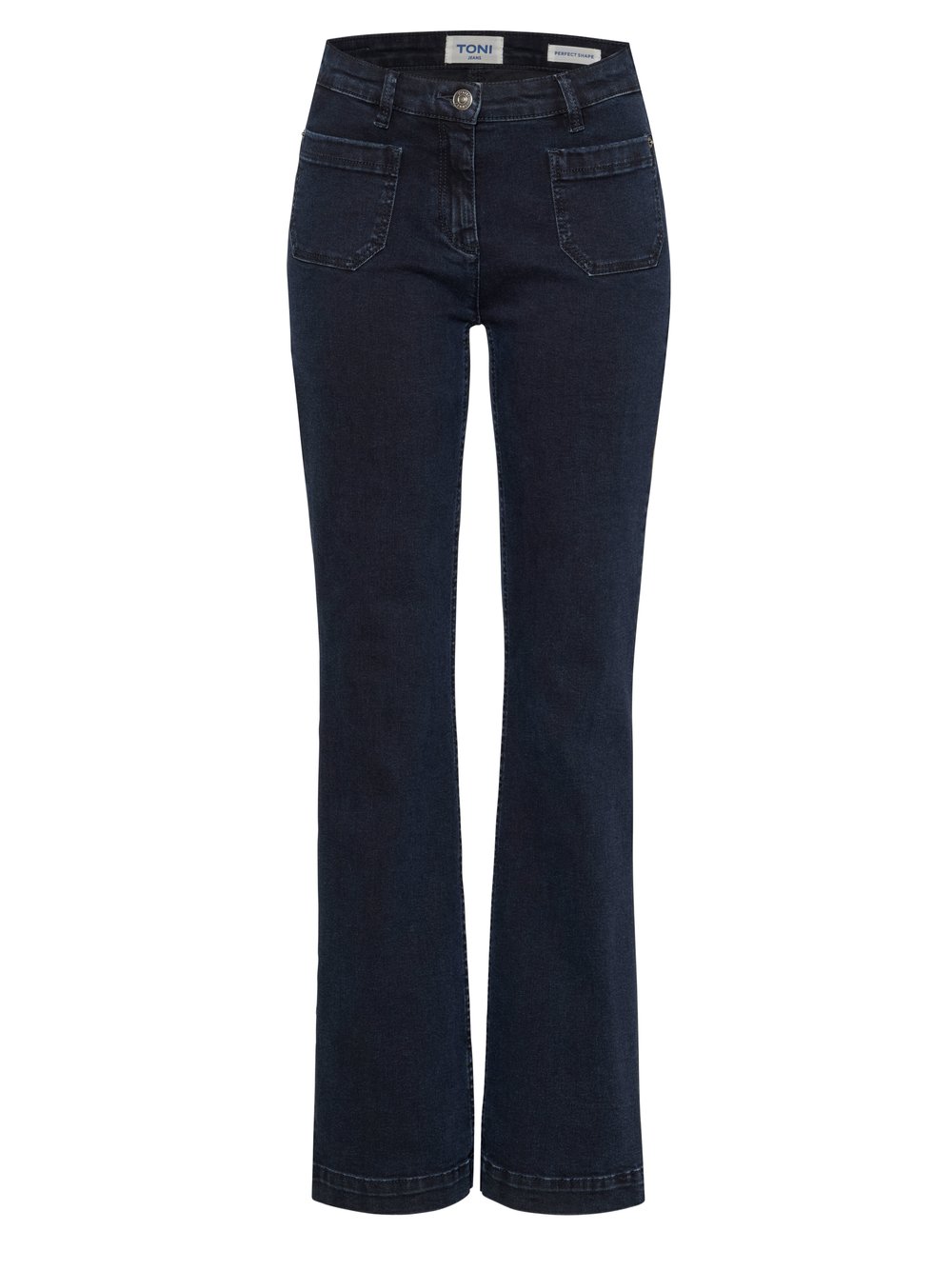 Damenjeans Perfect Shape in Dark Blue, bootcut-Jeans mit Fronttaschen, freigestellte Produktansicht