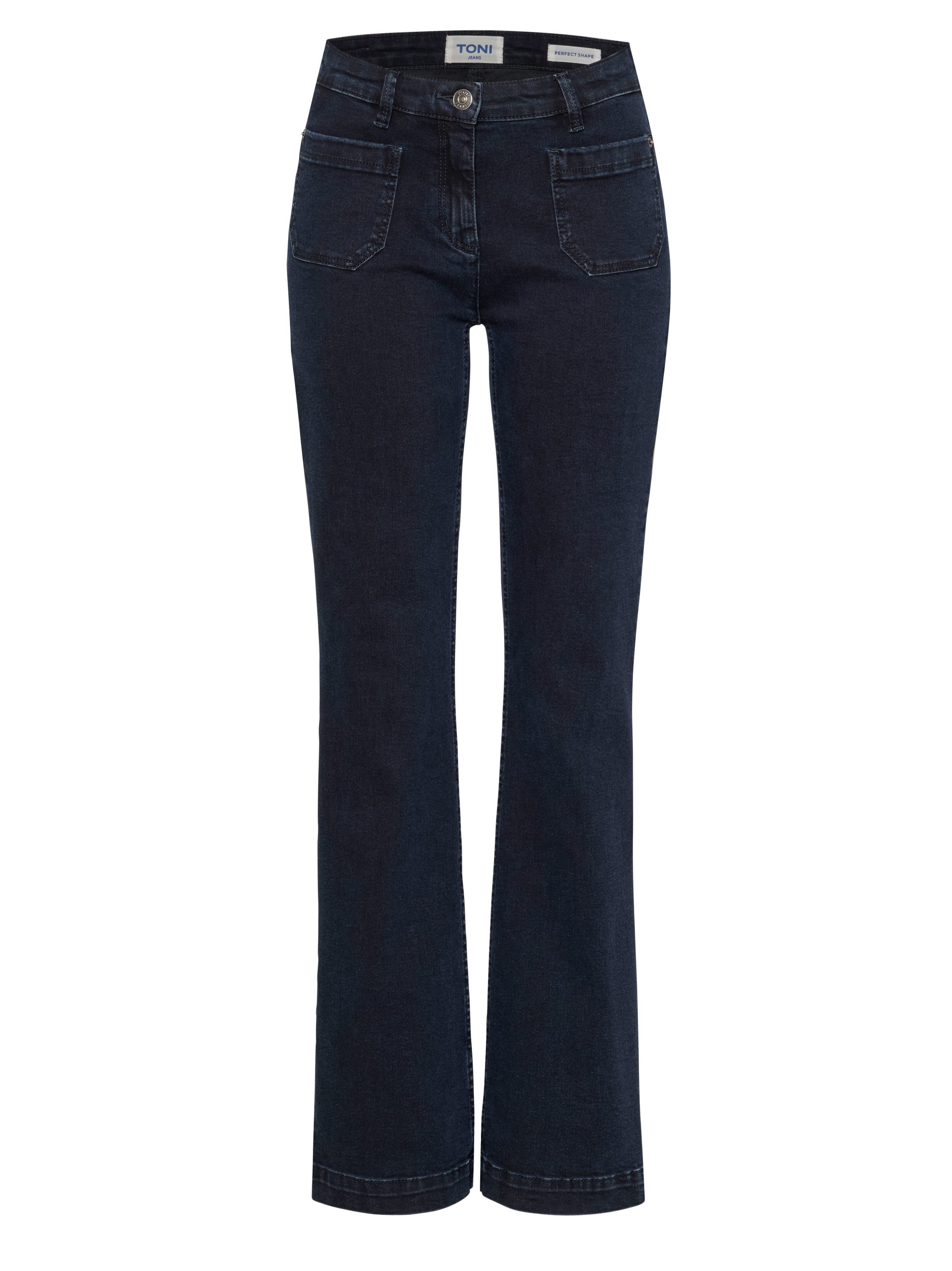 Damenjeans Perfect Shape in Dark Blue, bootcut-Jeans mit Fronttaschen, freigestellte Produktansicht