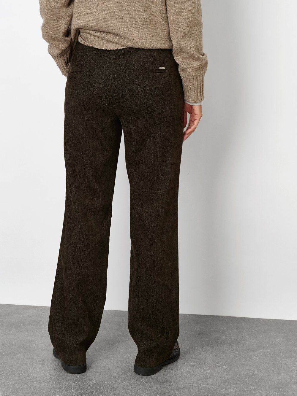 Wide-Leg Hose mit feiner Struktur | Style »Jenny Wide« Dunkelbraun