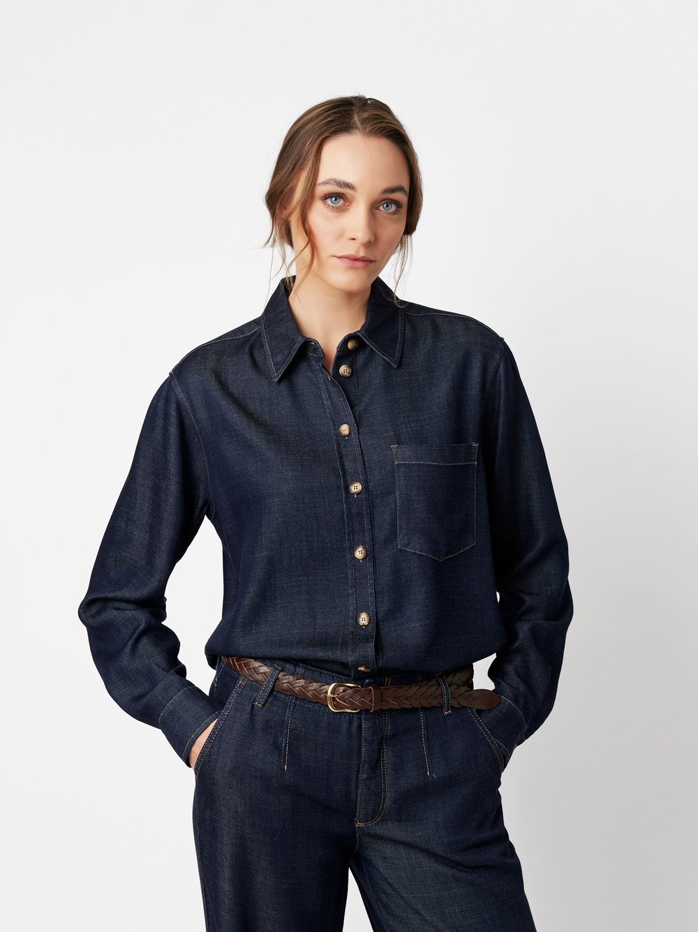 Jeanshemd | Style »Clyde« dark blue