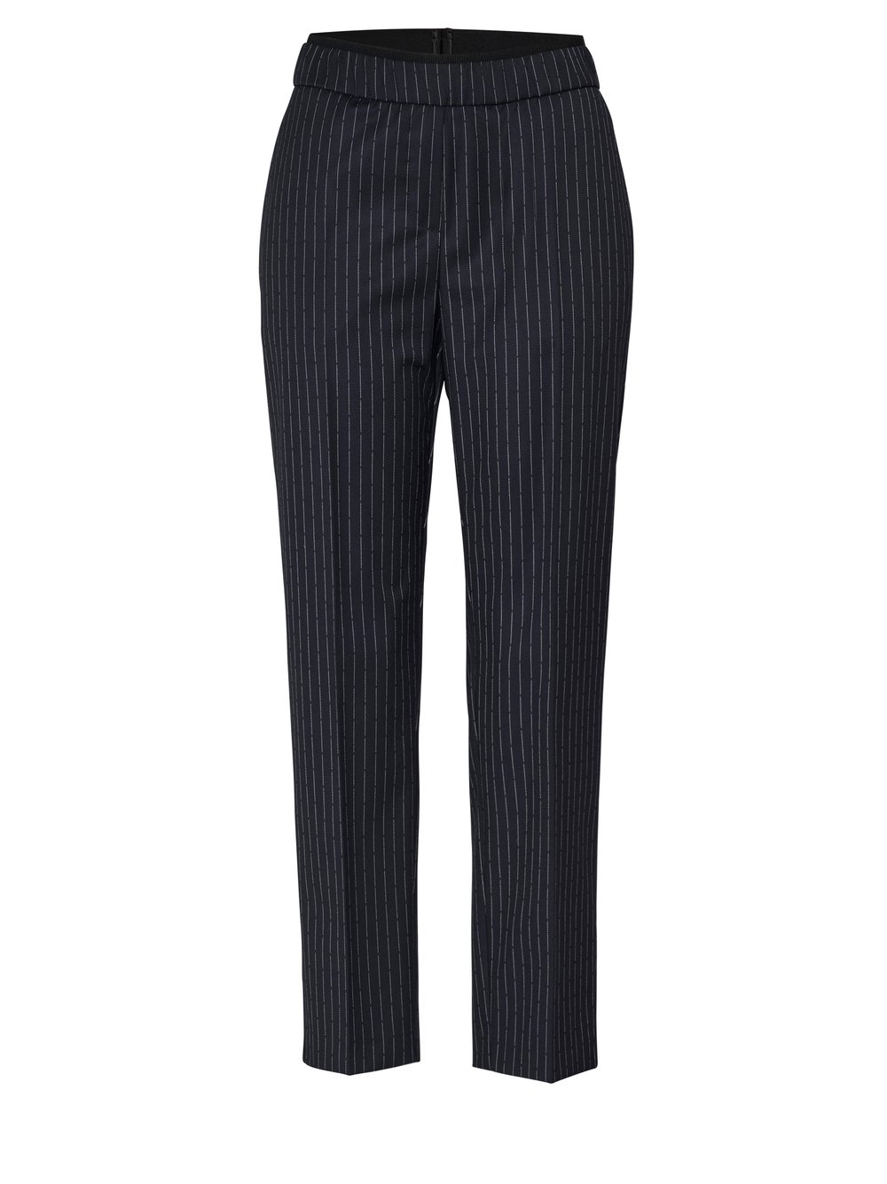 Womens trousers Sue in dark blue, pinstriped trousers with elastic waistband, product view