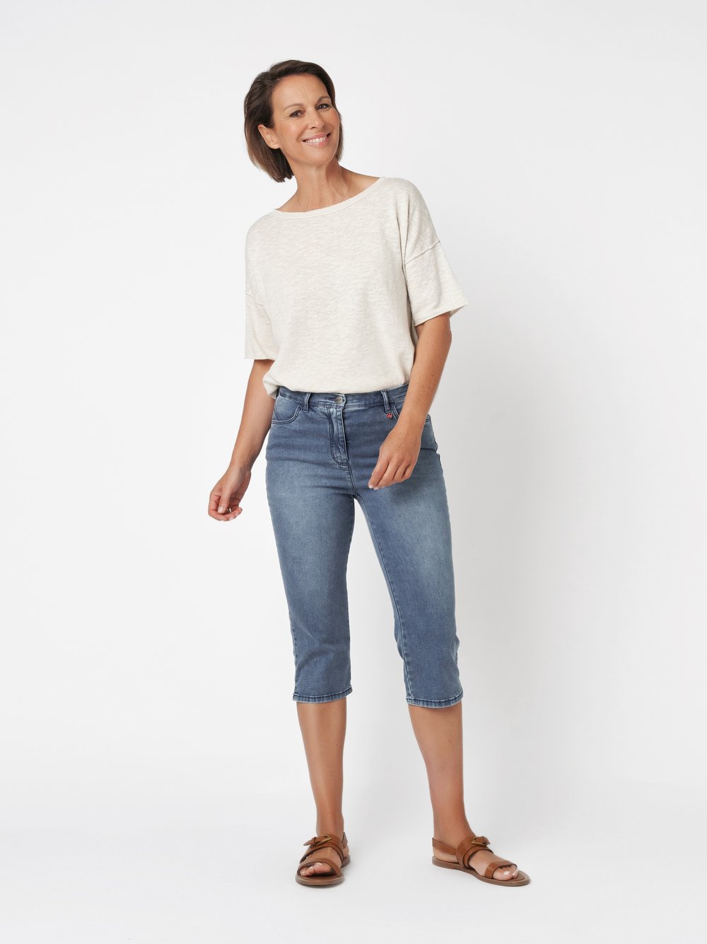 Caprijeans in Slim-Fit | Style »Meine beste Freundin« mid blue
