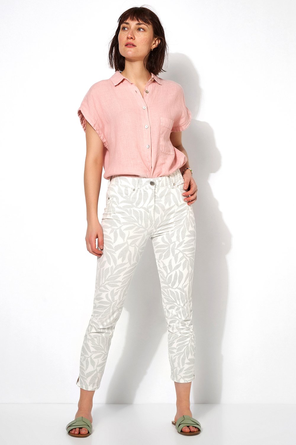 7/8-Hose mit Print | Style »be loved« white/green