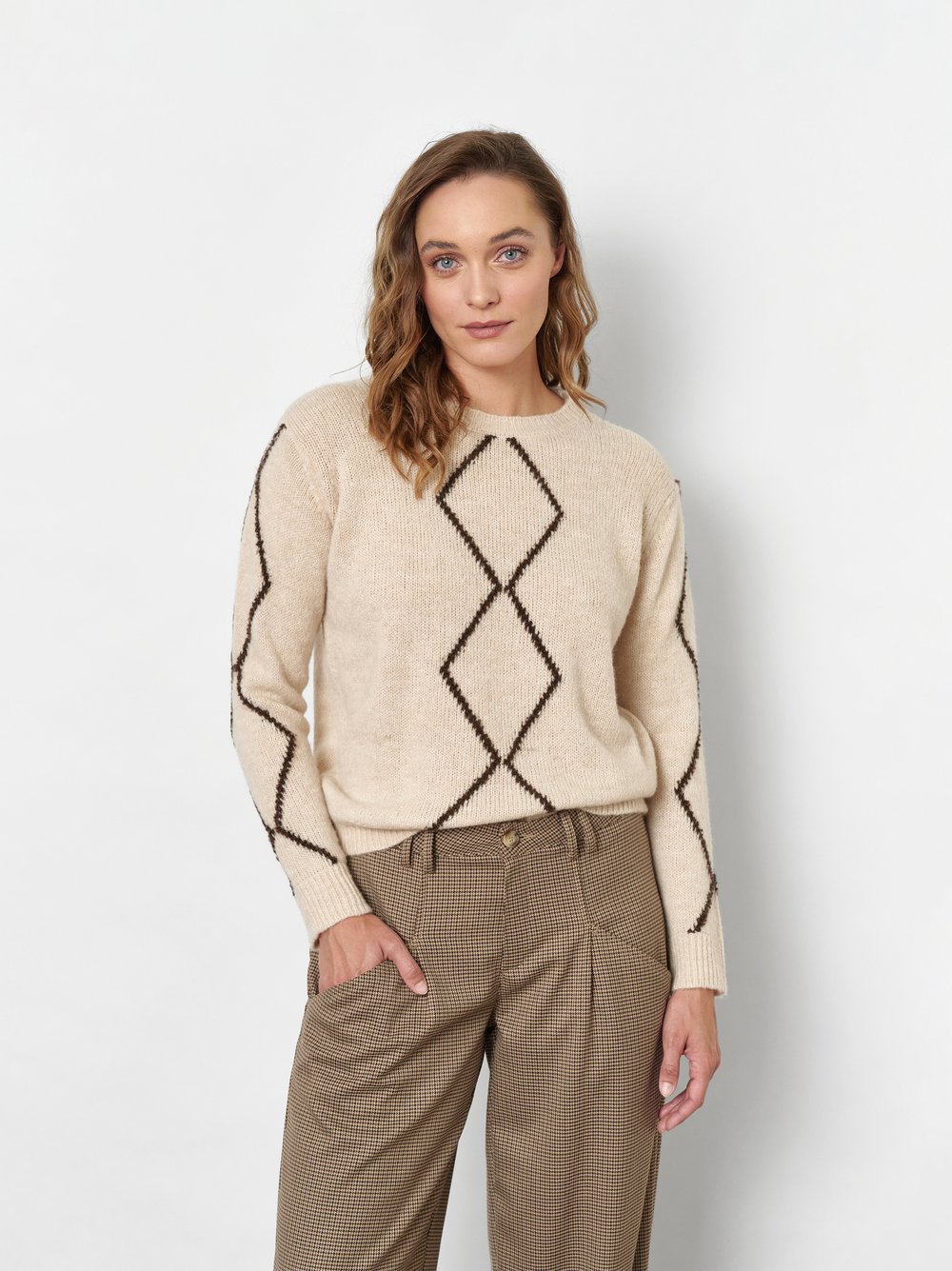 Strickpullover mit Rautendesign | Style »Hedi« Beige