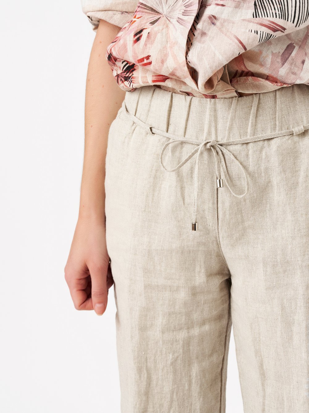 Damenhose Pia Wide in beige, Weite Leinenhose, Detailansicht