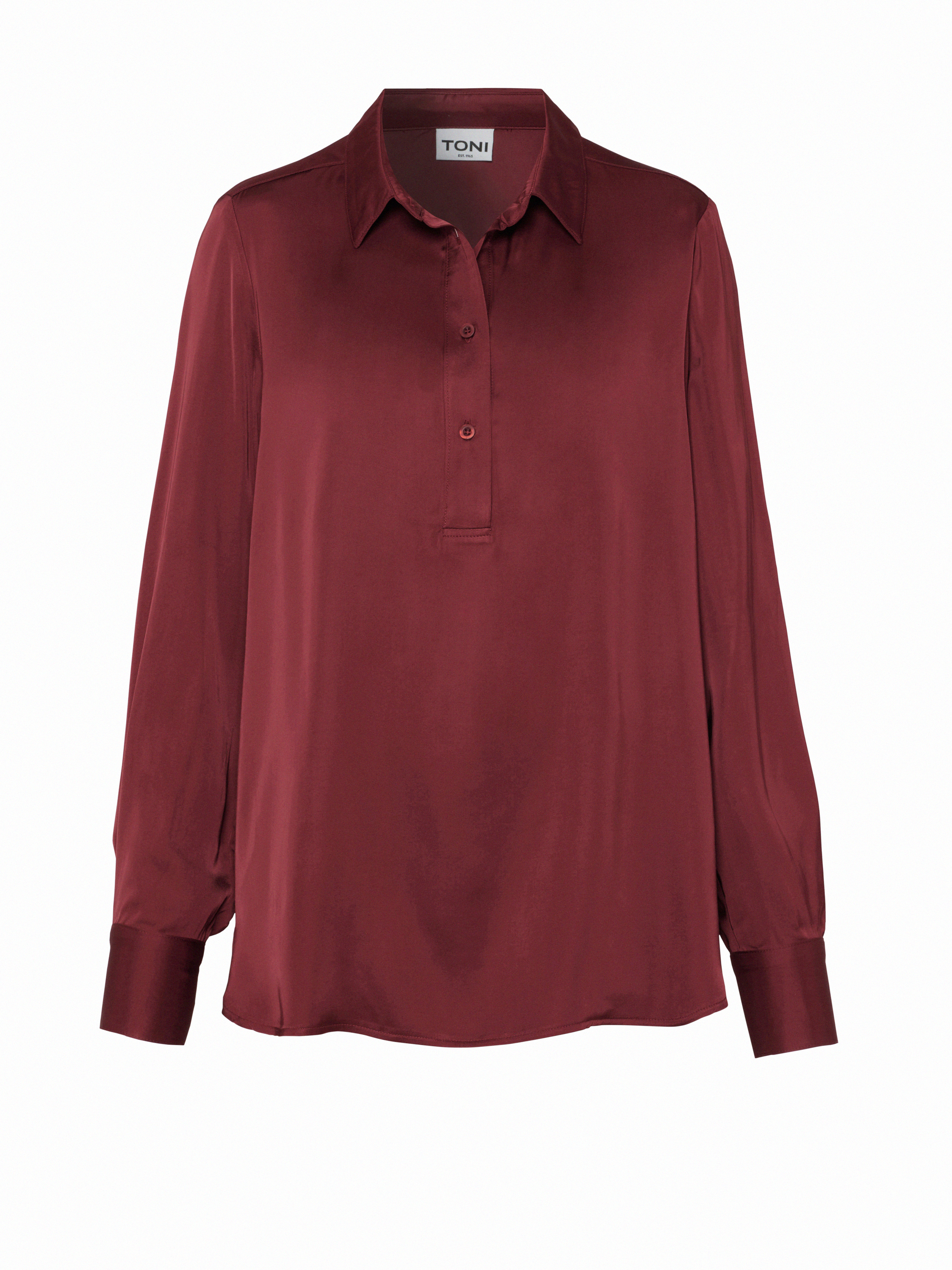 Womens blouse Celina in Rust, slip-on blouse with an elegant sheen, product view