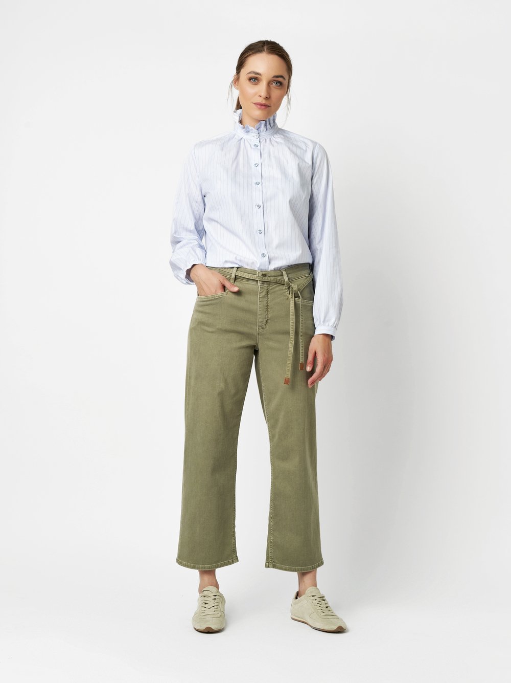 7/8-Jeans mit Bindegürtel | Style »Liv« khaki