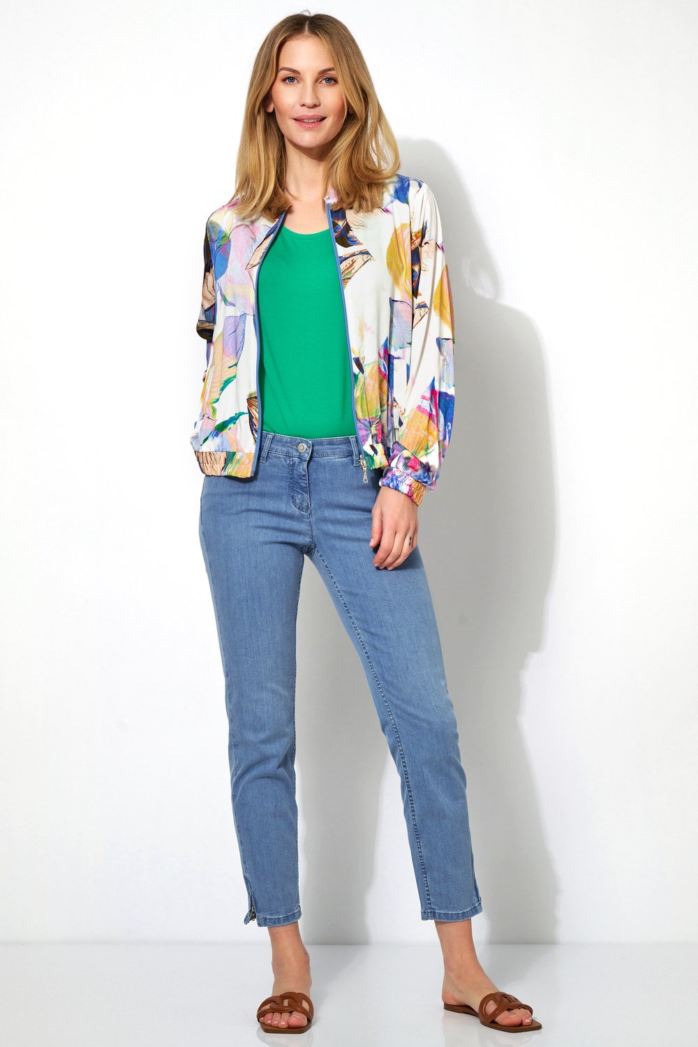 7/8-Jeans mit Saumzippern | Style »Perfect Shape« light blue used