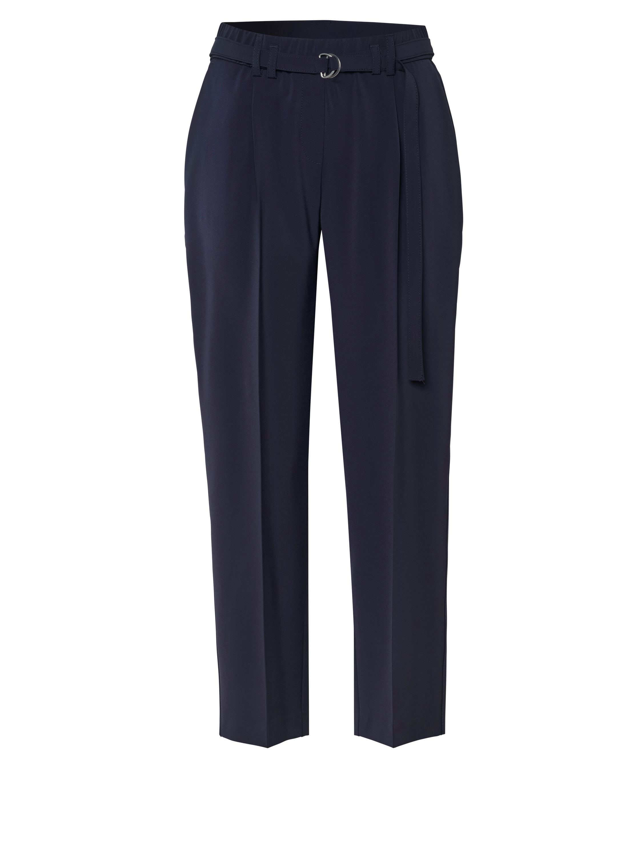 Damenhose Jenny 7/8 in dark blue, elegante 7/8-Hose mit Guertel und Bundfalten, freigestellte Produktansicht