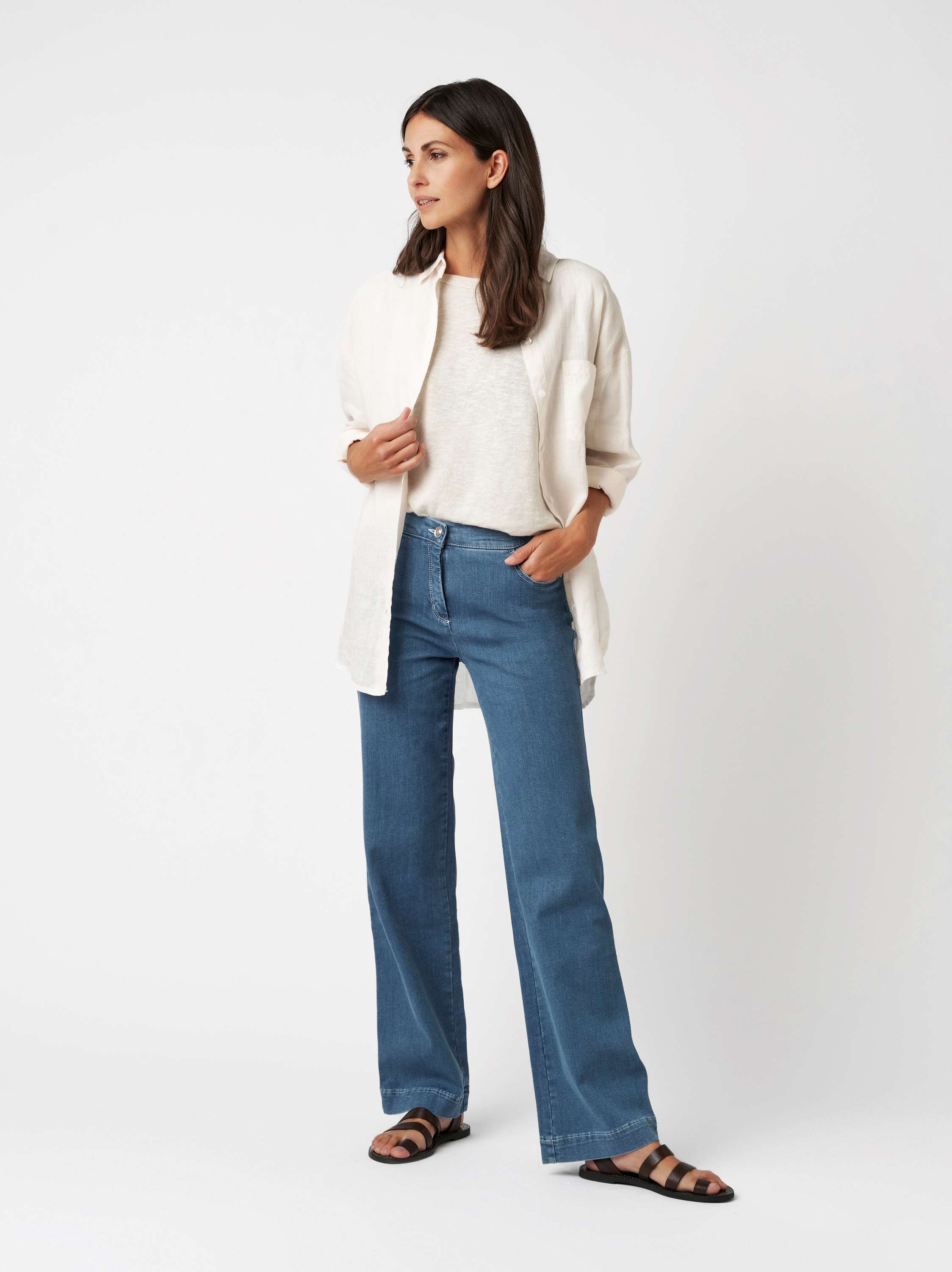 Leichte Wide Leg Jeans | Style »Jenny« mid blue
