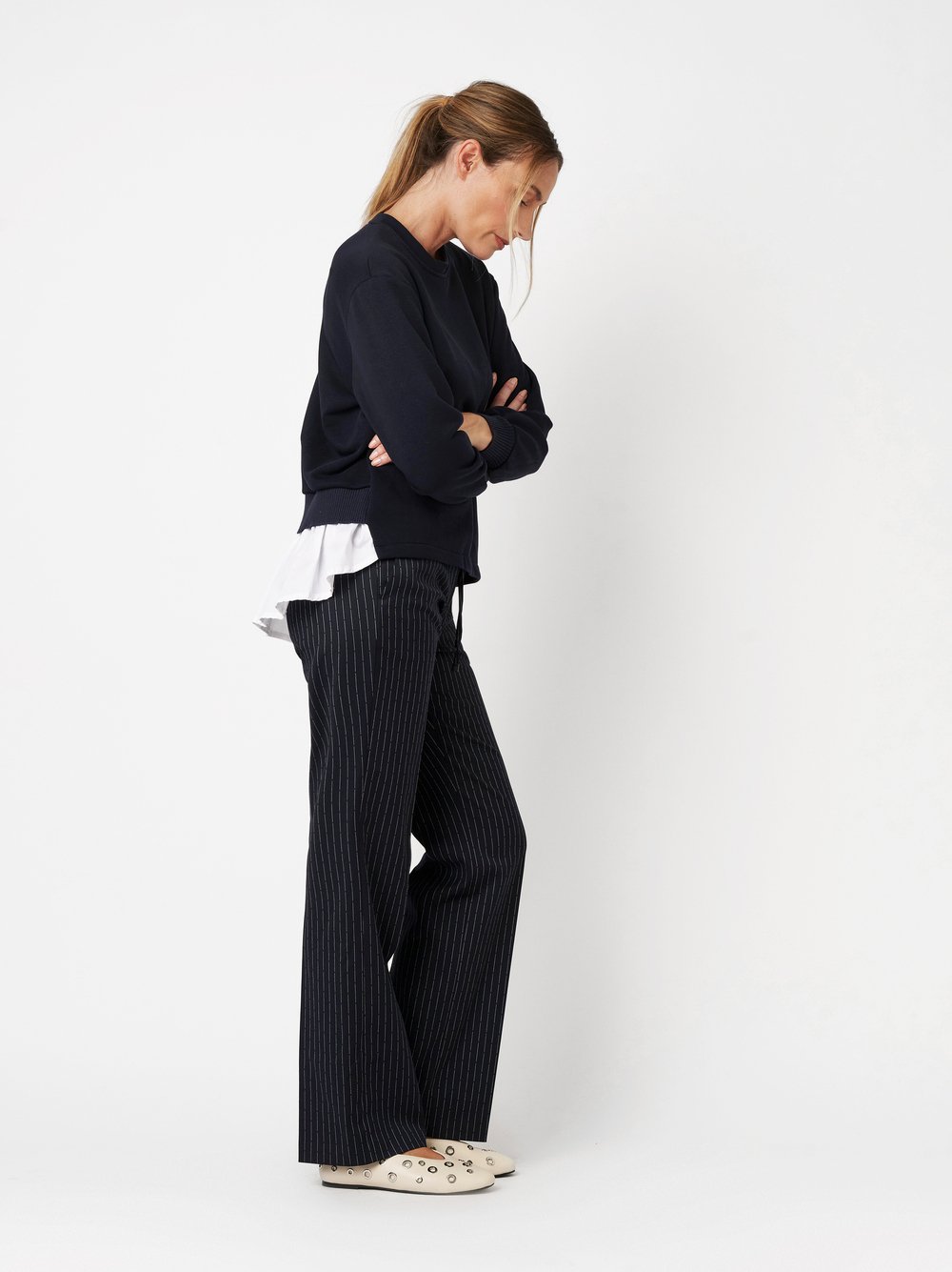 Wide Leg mit Nadelstreifen | Style »Jenny« dark blue