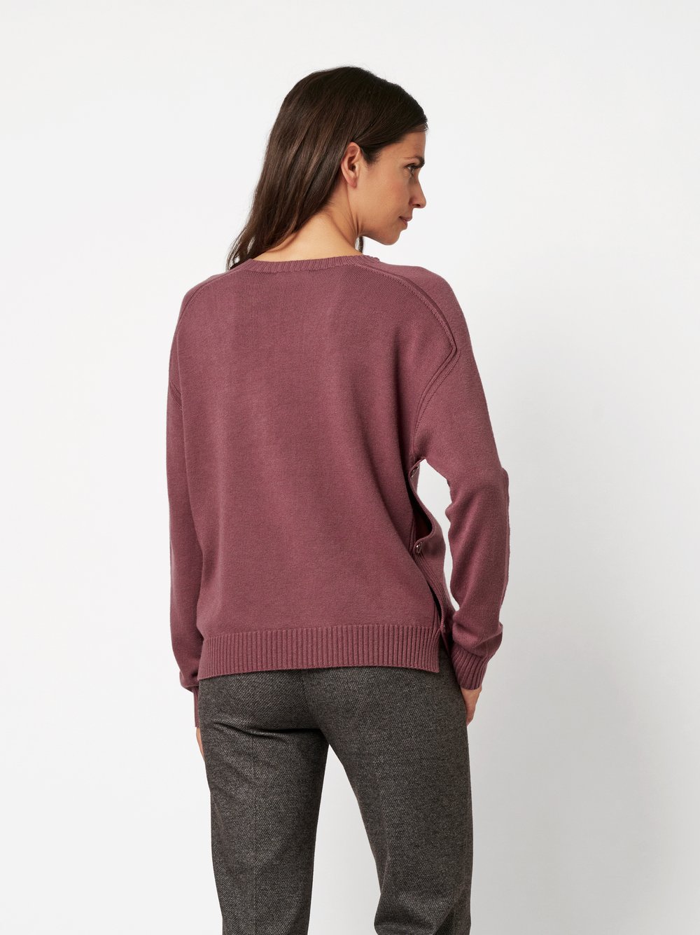 Sweater Ginette mauve rear view Sweater Ginette mauve rear view