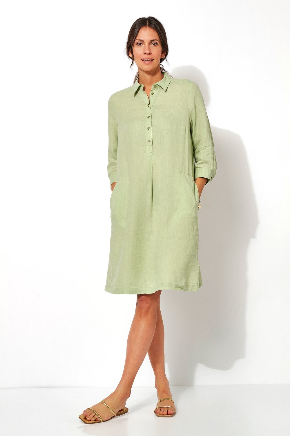 Relaxed linen dress | Style »Aila« soft khaki