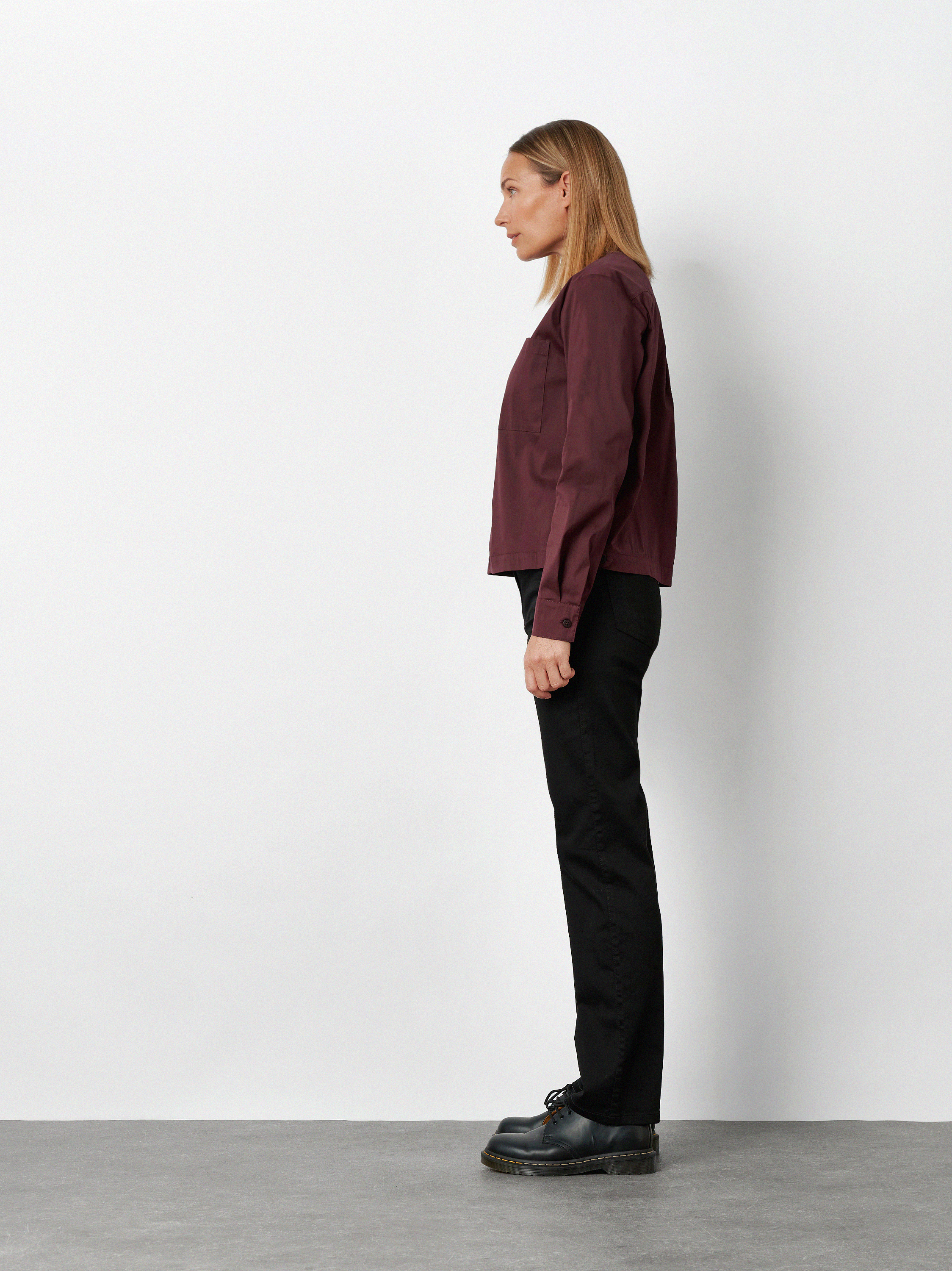 Womens trousers Honey in black, colourfast trousers, front view worn by model