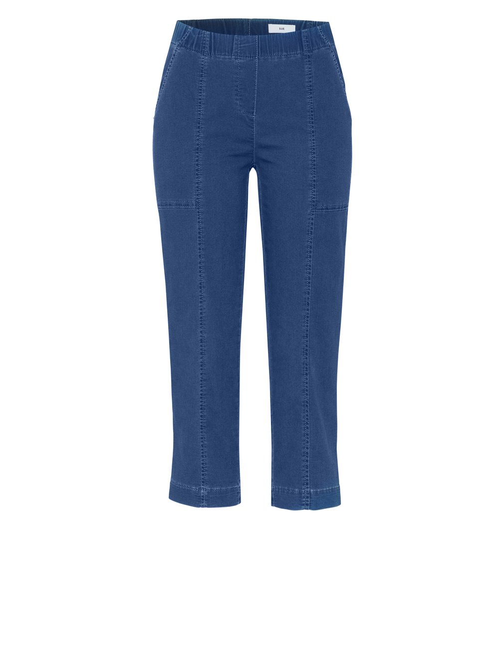 Damenhose Sue 3/4 in mid blue, Luftige 3/4-Jogpants mit Teilungsnaehten, freigestellte Produktansicht