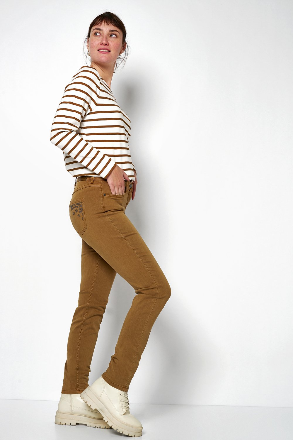 Skinny-Fit Jeans mit Schmückung | Style »Perfect Shape« brown