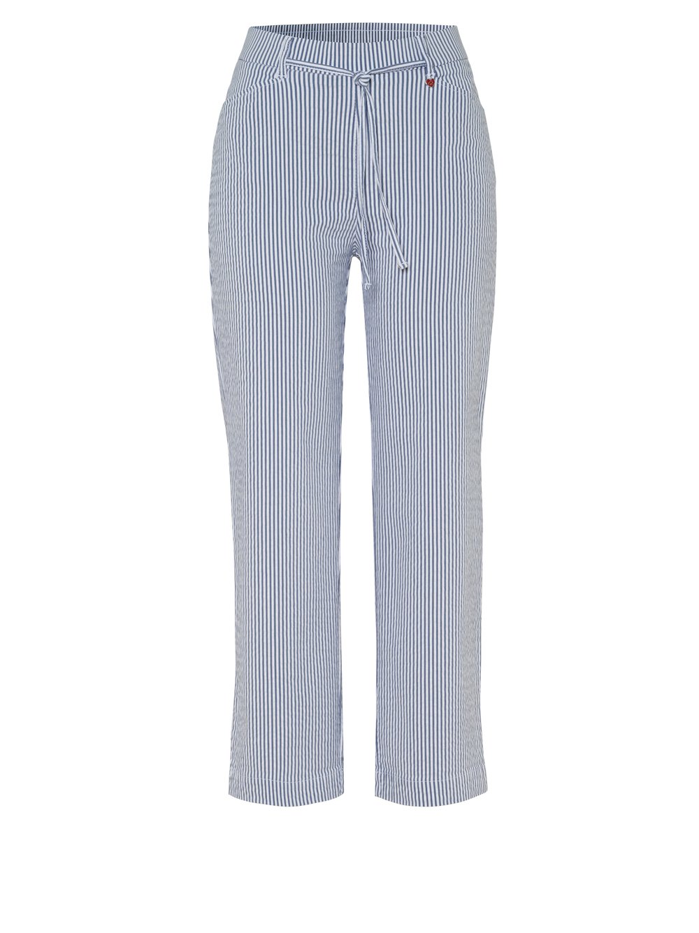 Womens trousers Scarlet 3/4 in blue / white, wide 3/4-length trousers in seersucker, product view