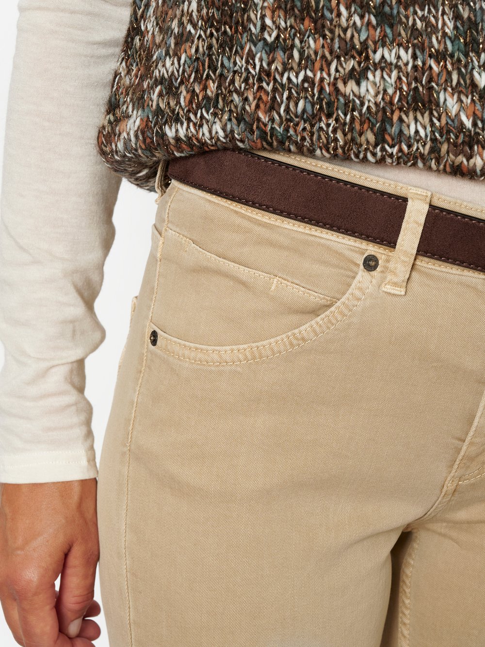Damenjeans Liv in Camel, straight-Fit Jeans aus Colour Denim, Detailansicht