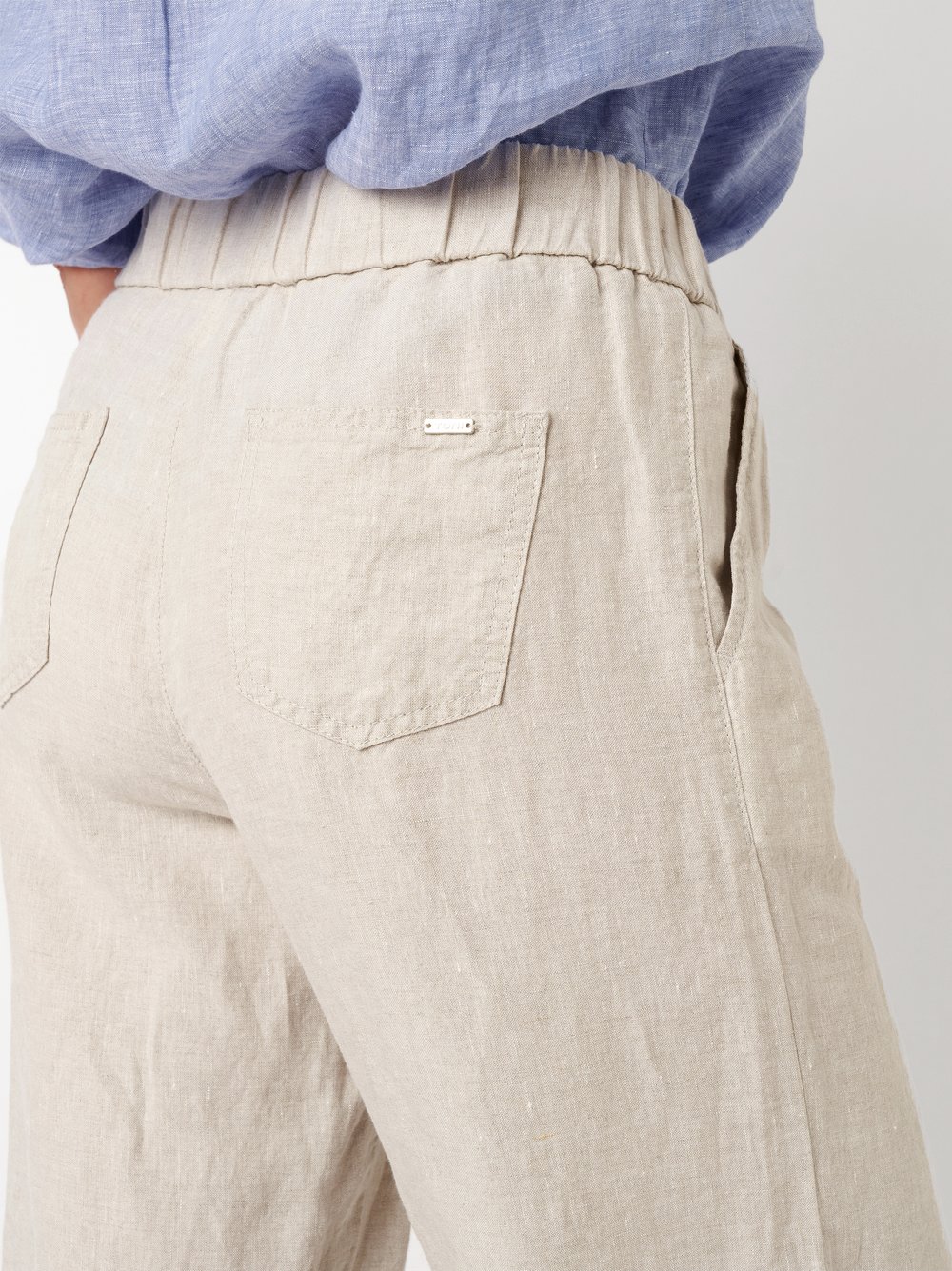 Damenhose Pia Wide in beige, palazzo-Hose aus Leinen, Detailansicht